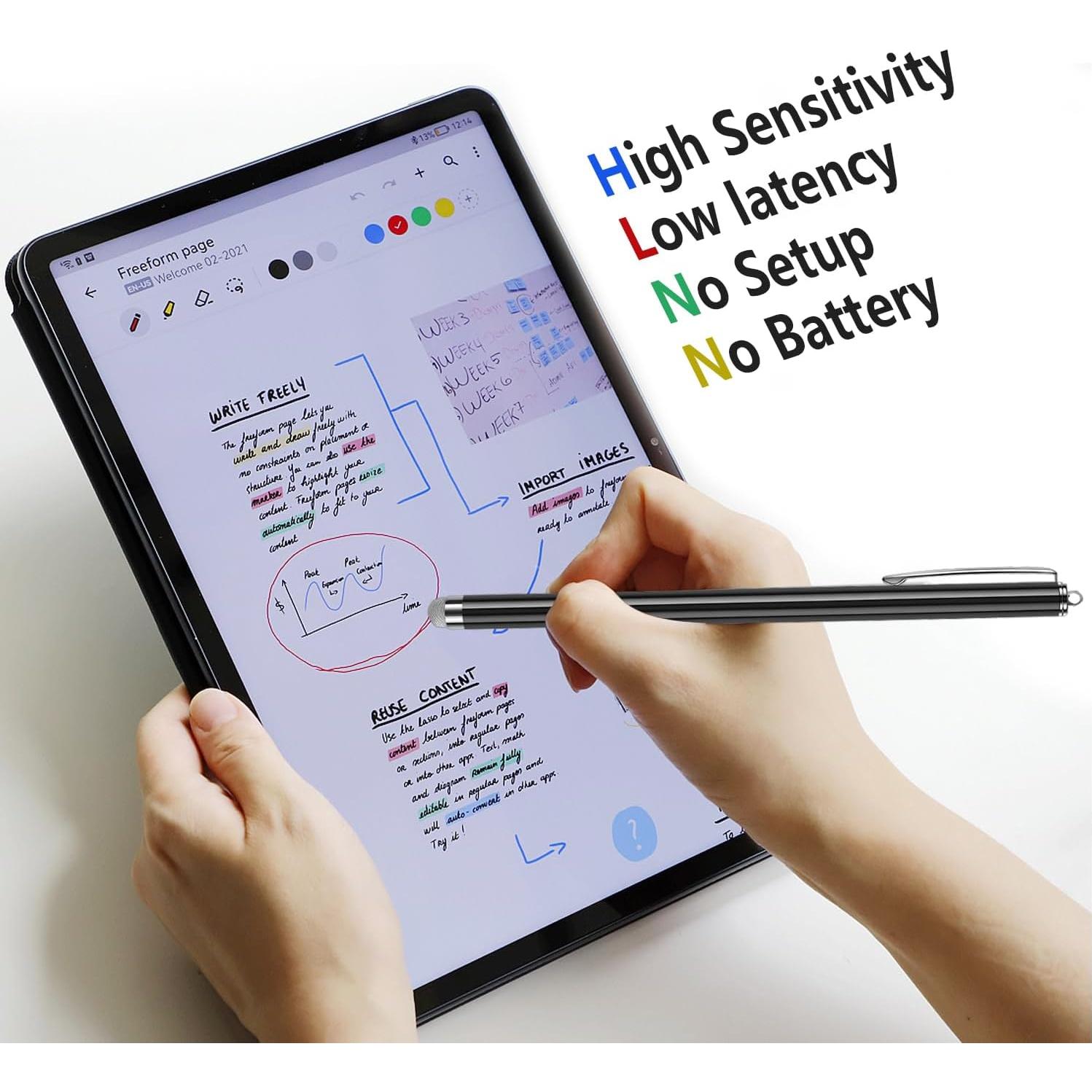 Lápiz Estilográfico Largo 185mm para Pantalla Táctil - Negro/Azul/Rosa/Púrpura