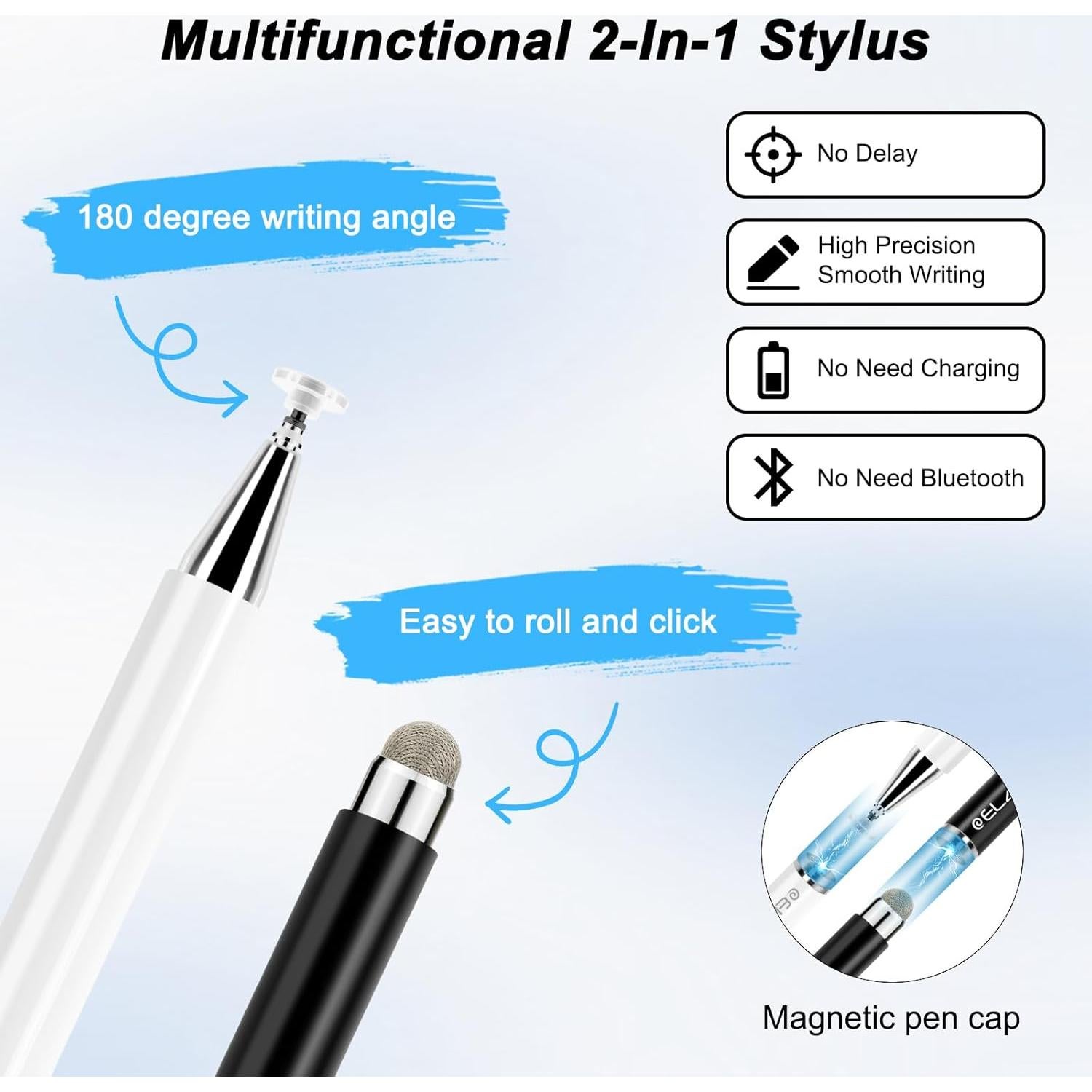 Pluma Stylus ELZO 2 en 1 Alta Sensibilidad con 6 Puntas