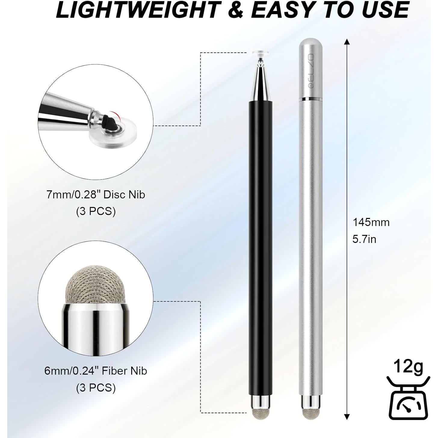 Pluma Stylus ELZO 2 en 1 Alta Sensibilidad con 6 Puntas