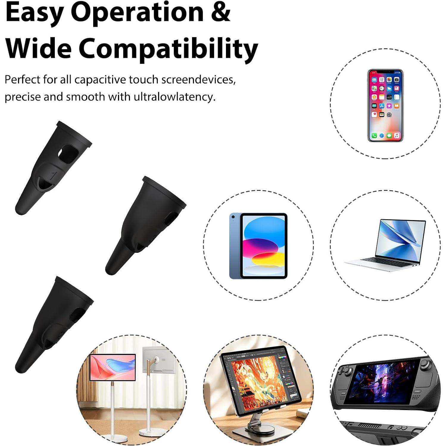 3 Estilógrafos de Silicona Táctil PKRFCJ para Tablets y Móviles