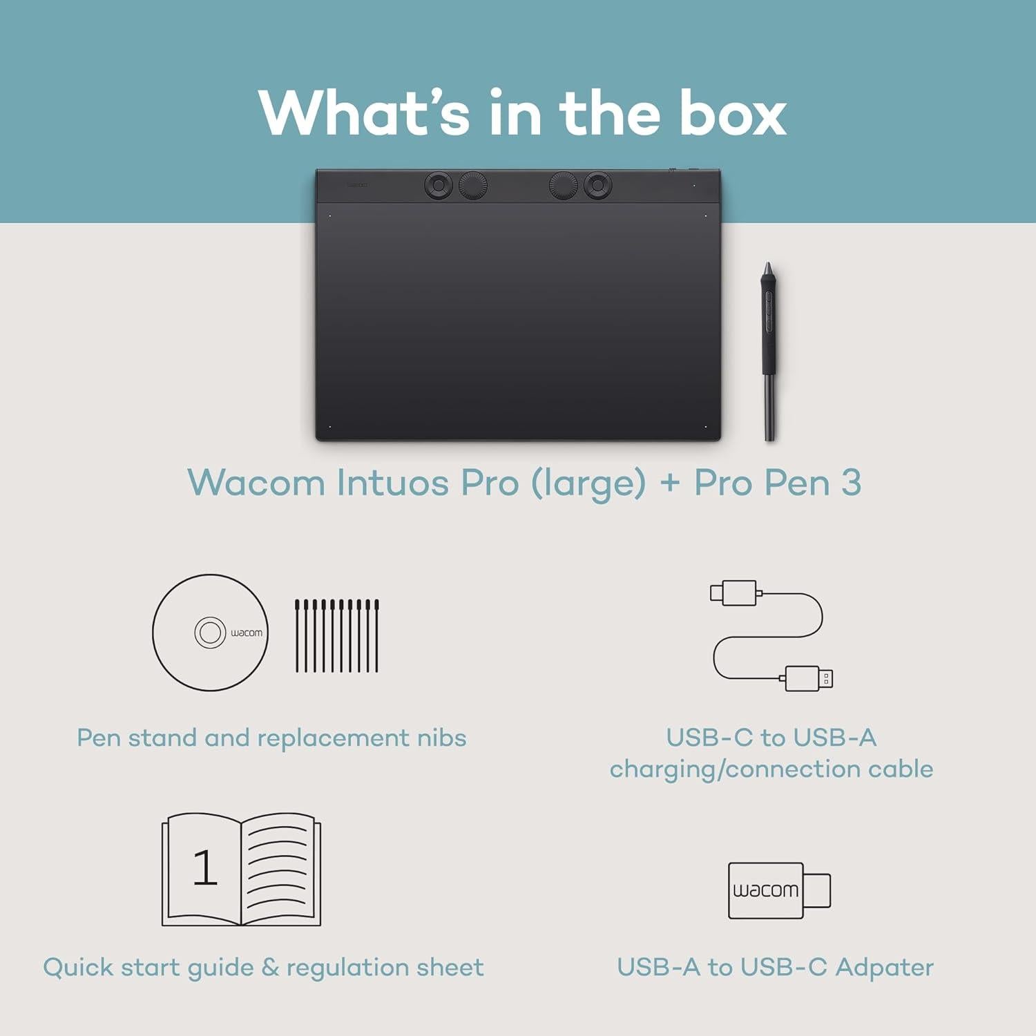 Wacom Intuos Pro Grande Tableta Gráfica Bluetooth Pro Pen 3