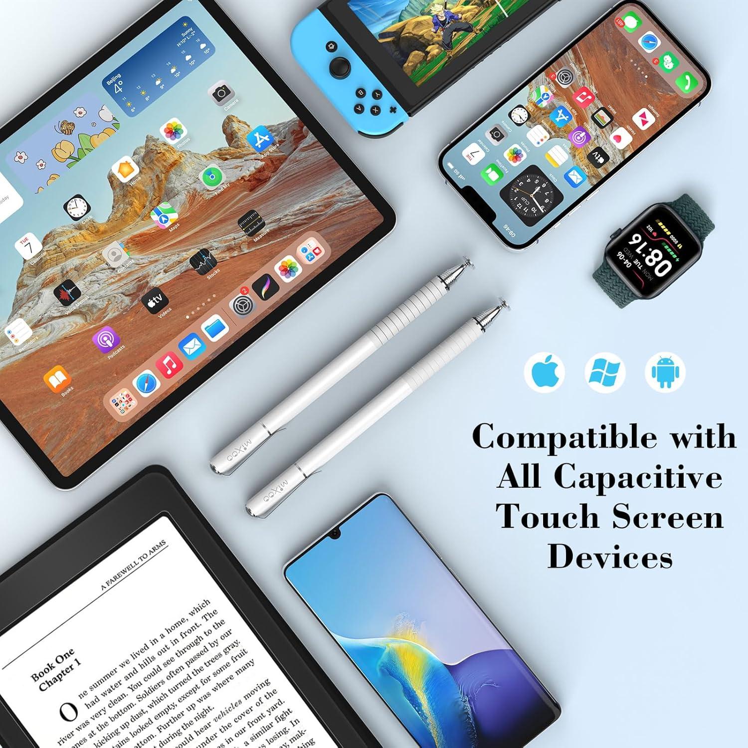 Paquete de 6 bolígrafos stylus Mixoo 2 en 1 para pantallas táctiles