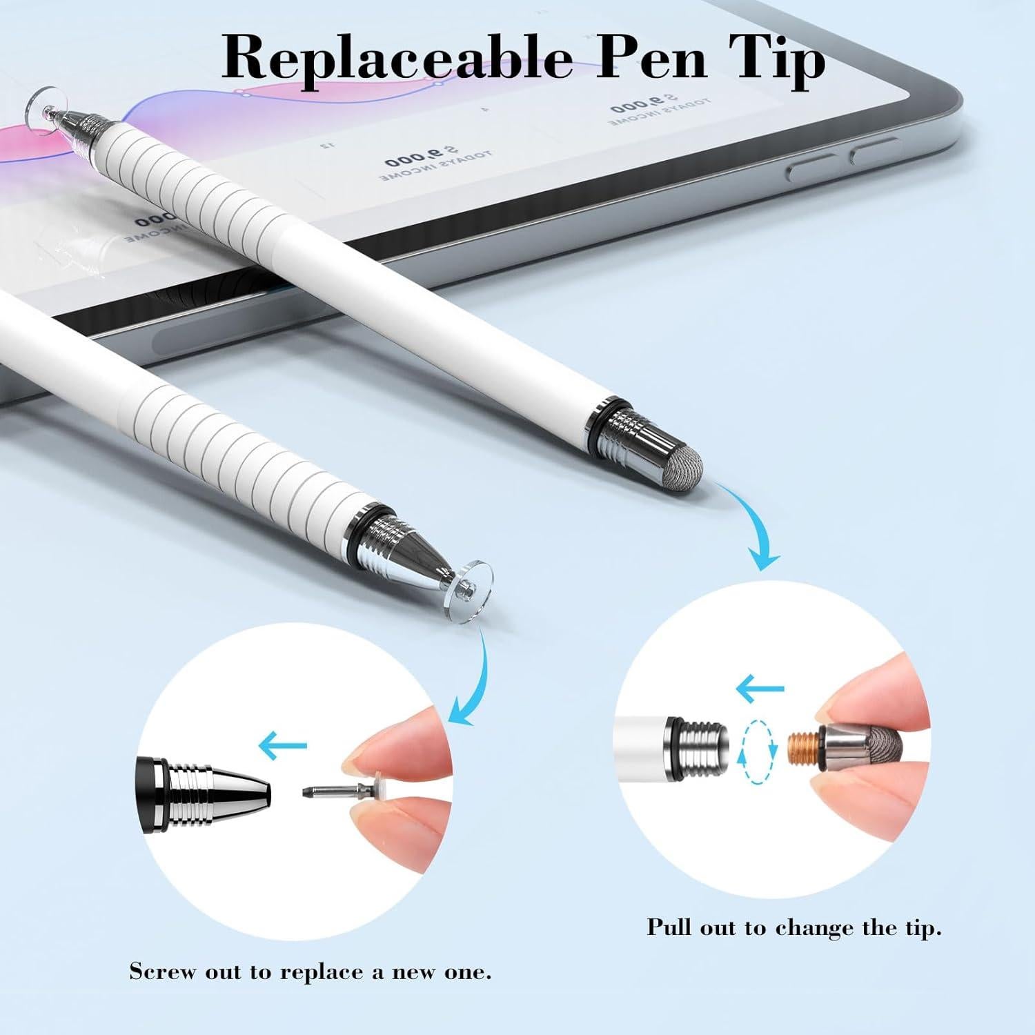 Paquete de 6 bolígrafos stylus Mixoo 2 en 1 para pantallas táctiles