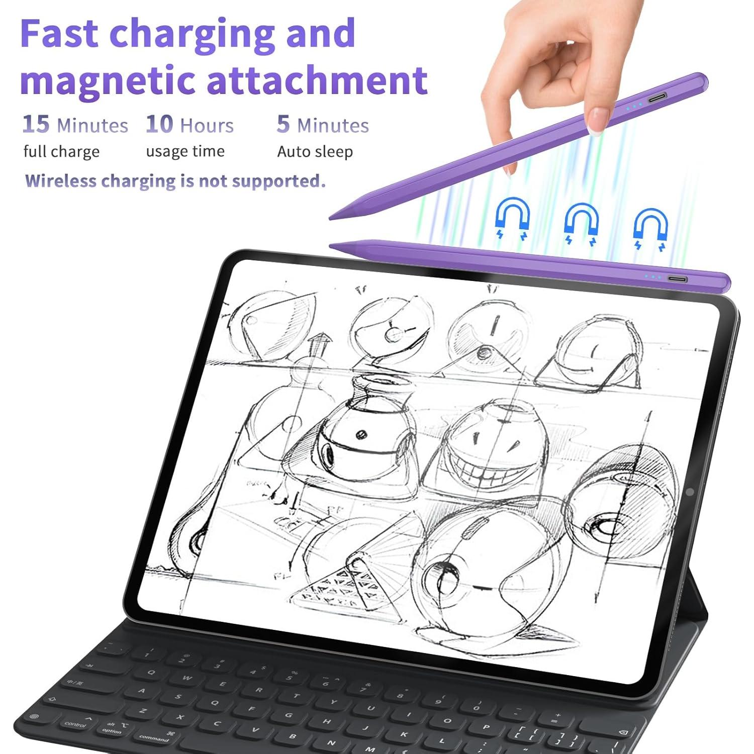 Lápiz Stylus HZD para iPad 2018-2025, Carga Rápida, Rechazo de Palma