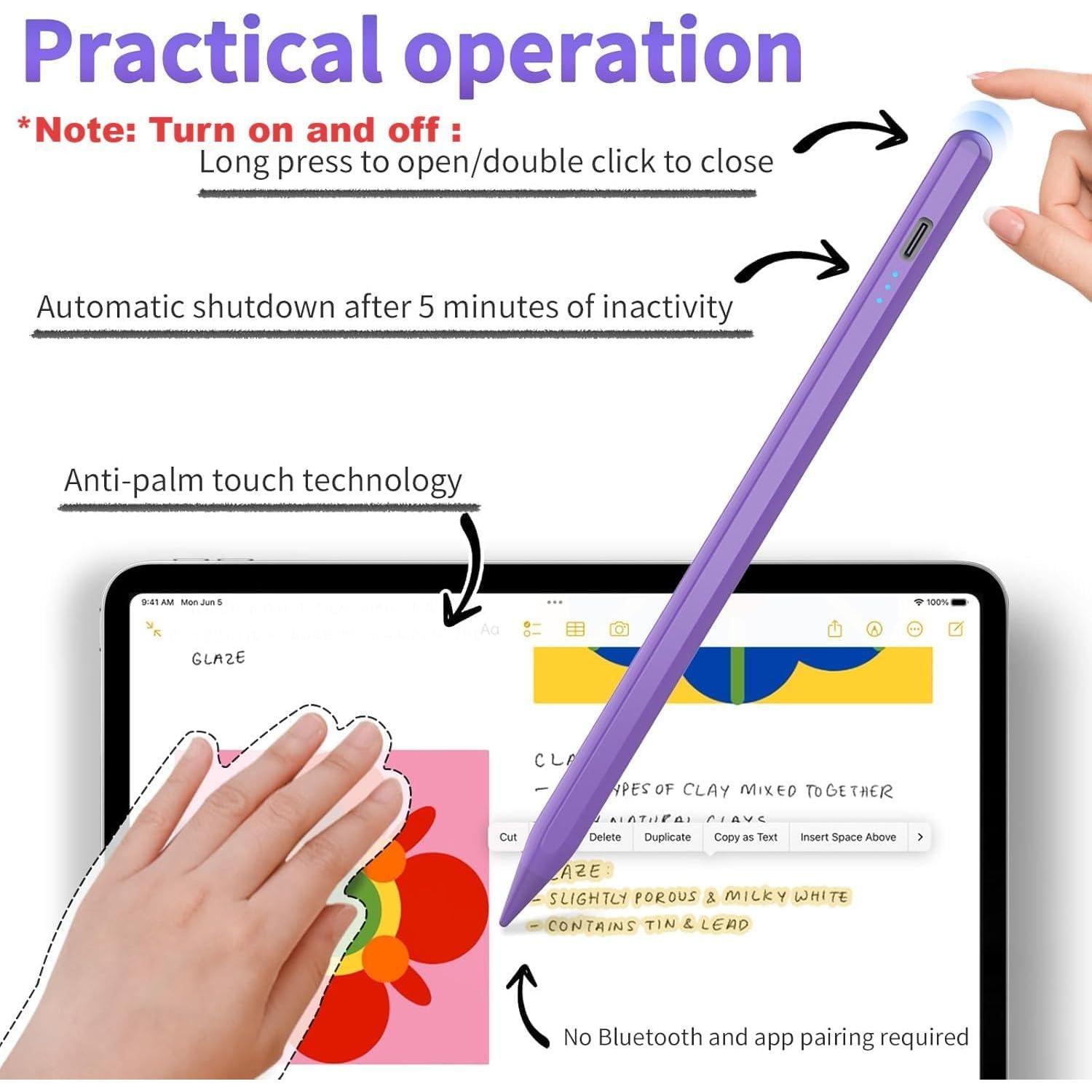 Lápiz Stylus HZD para iPad 2018-2025, Carga Rápida, Rechazo de Palma