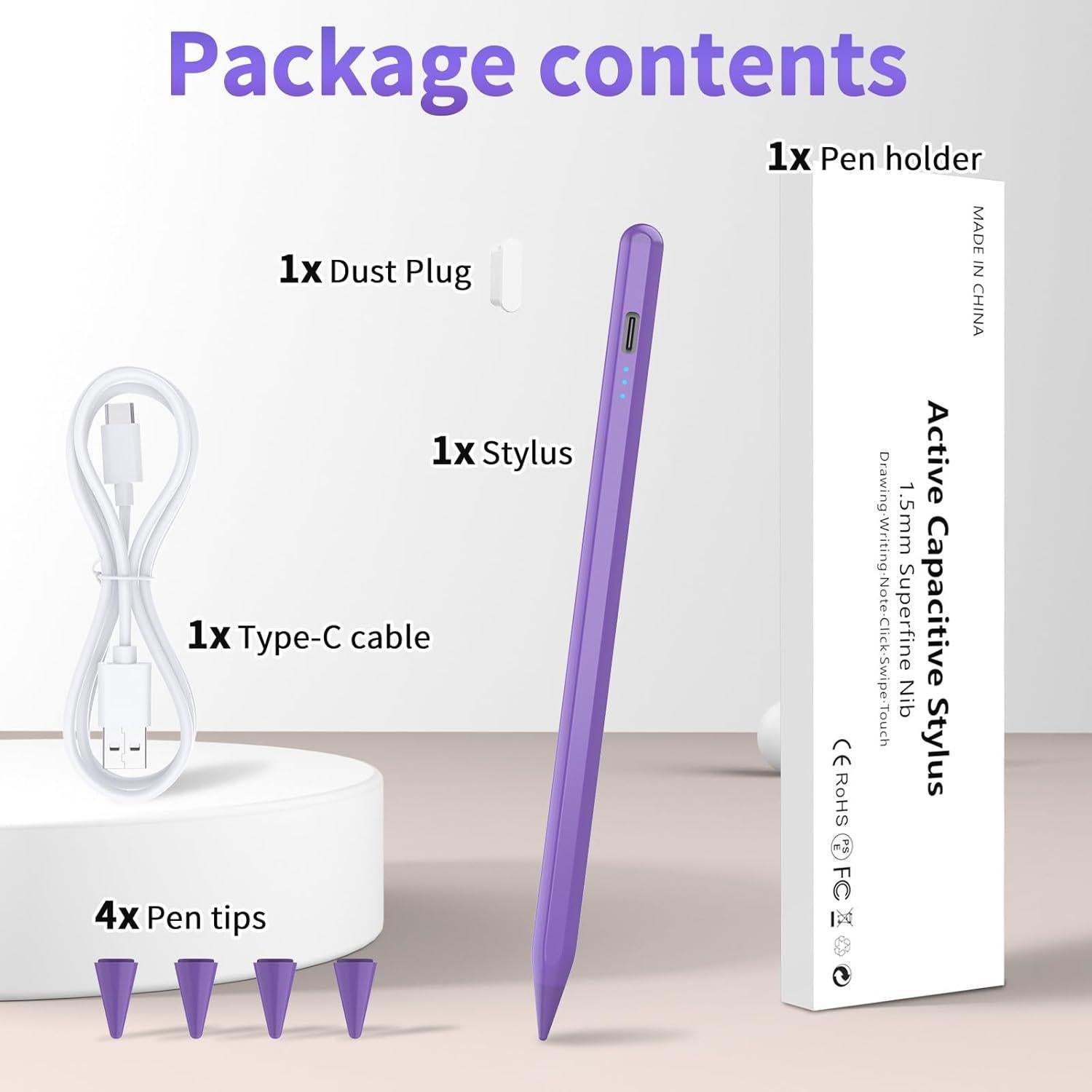 Lápiz Stylus HZD para iPad 2018-2025, Carga Rápida, Rechazo de Palma