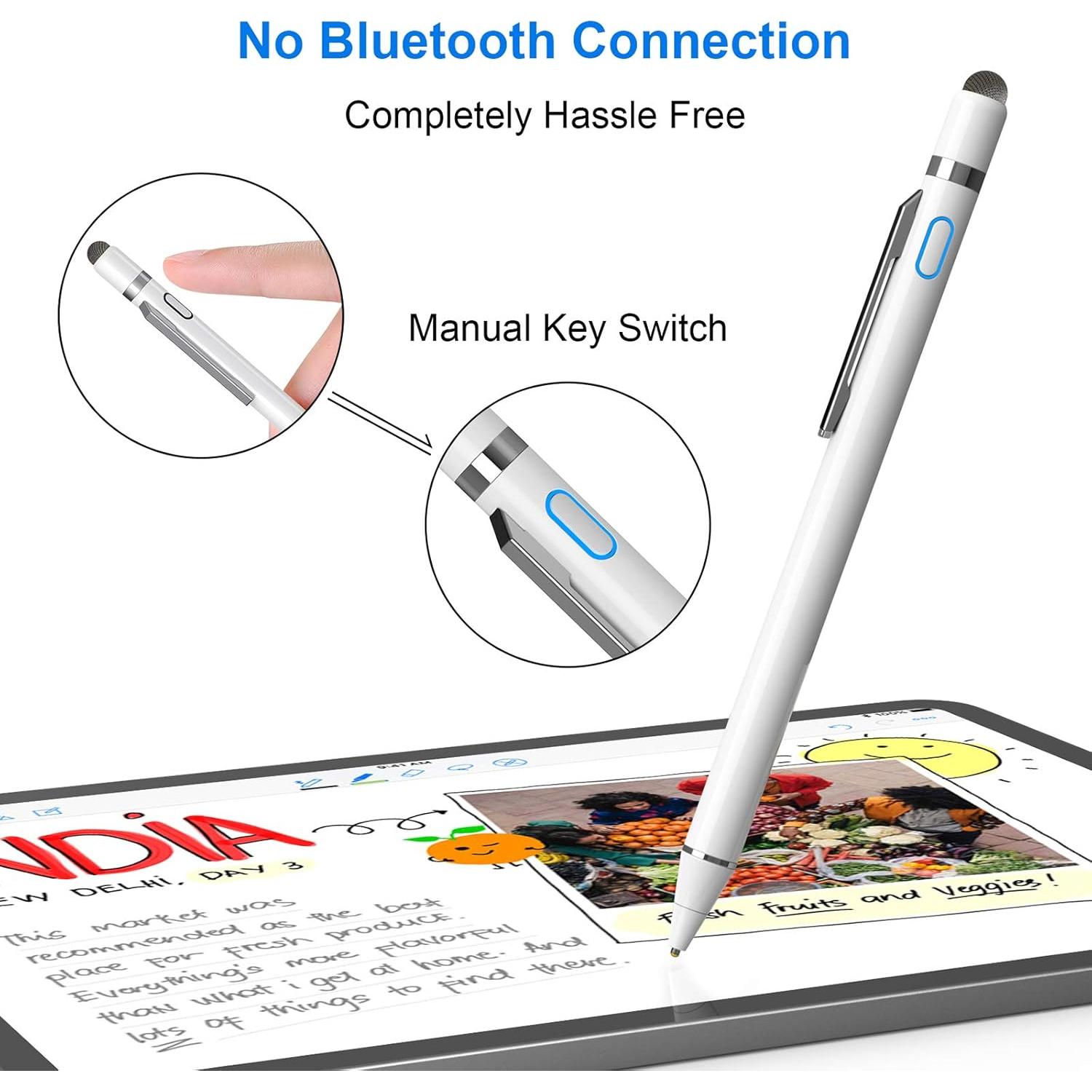 Bolígrafo Digital Stylus NTHJOYS 2 en 1 Punta Fina Blanco