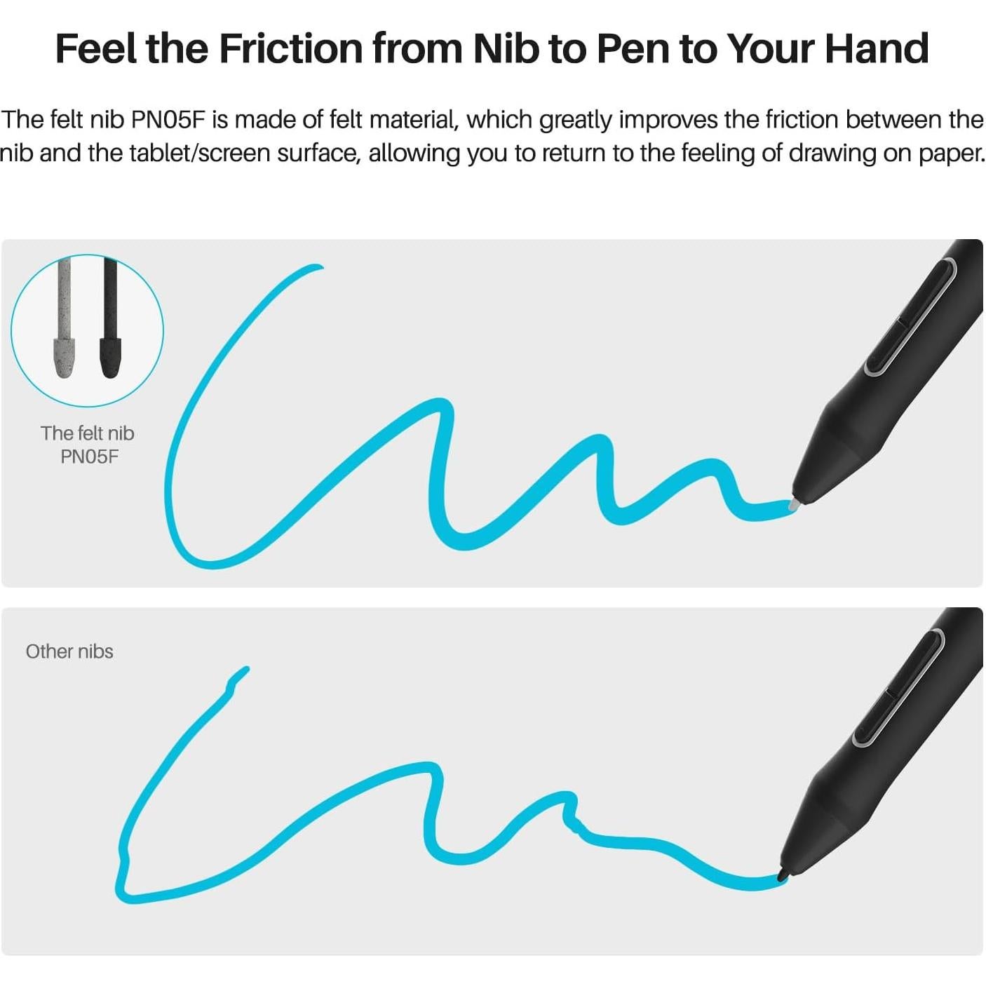 Puntas de Fieltro Huion PN05F para Estilógrafo PW517 - 10 Unidades