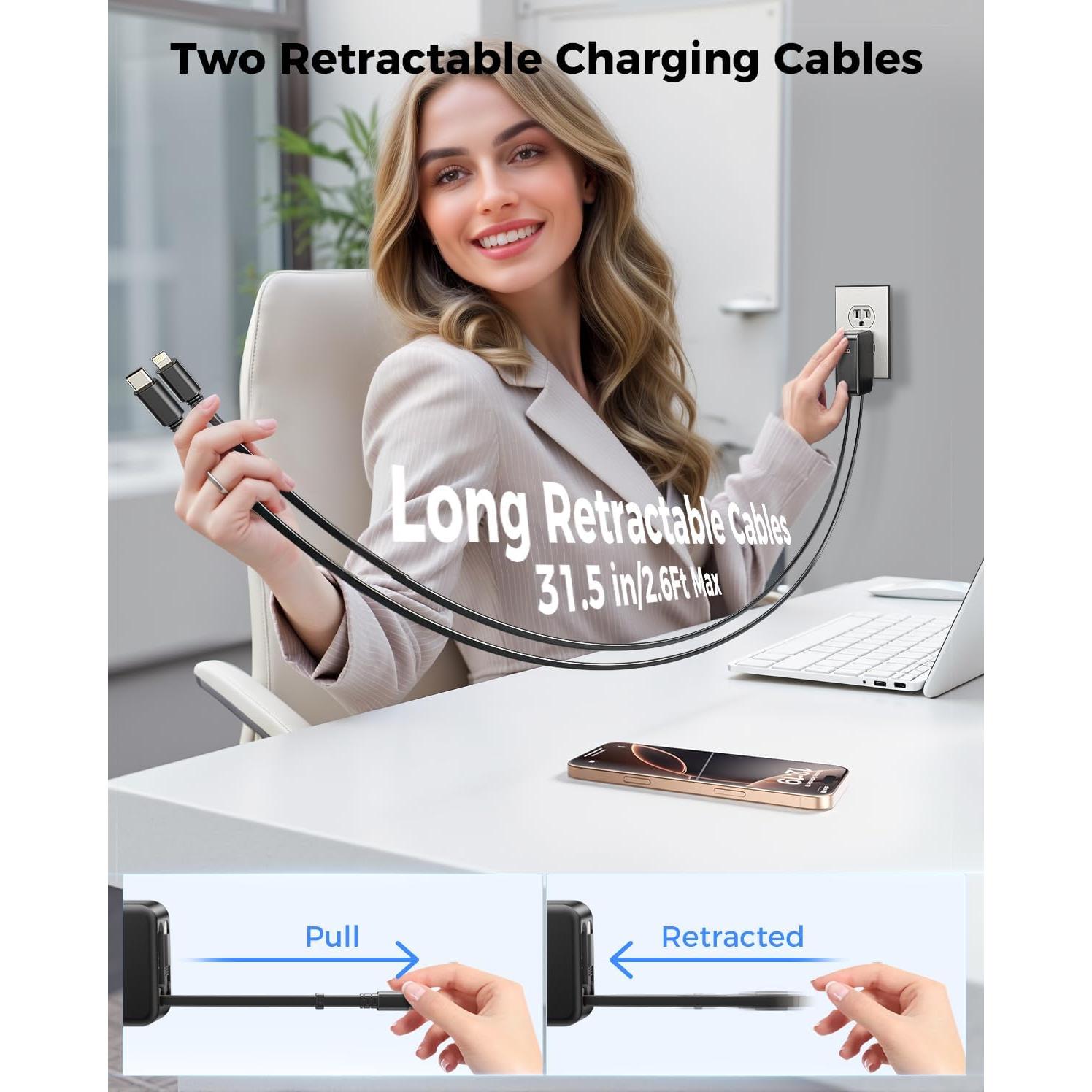Cargador de Pared Retráctil SUPERONE 62W 3 Puertos USB-C