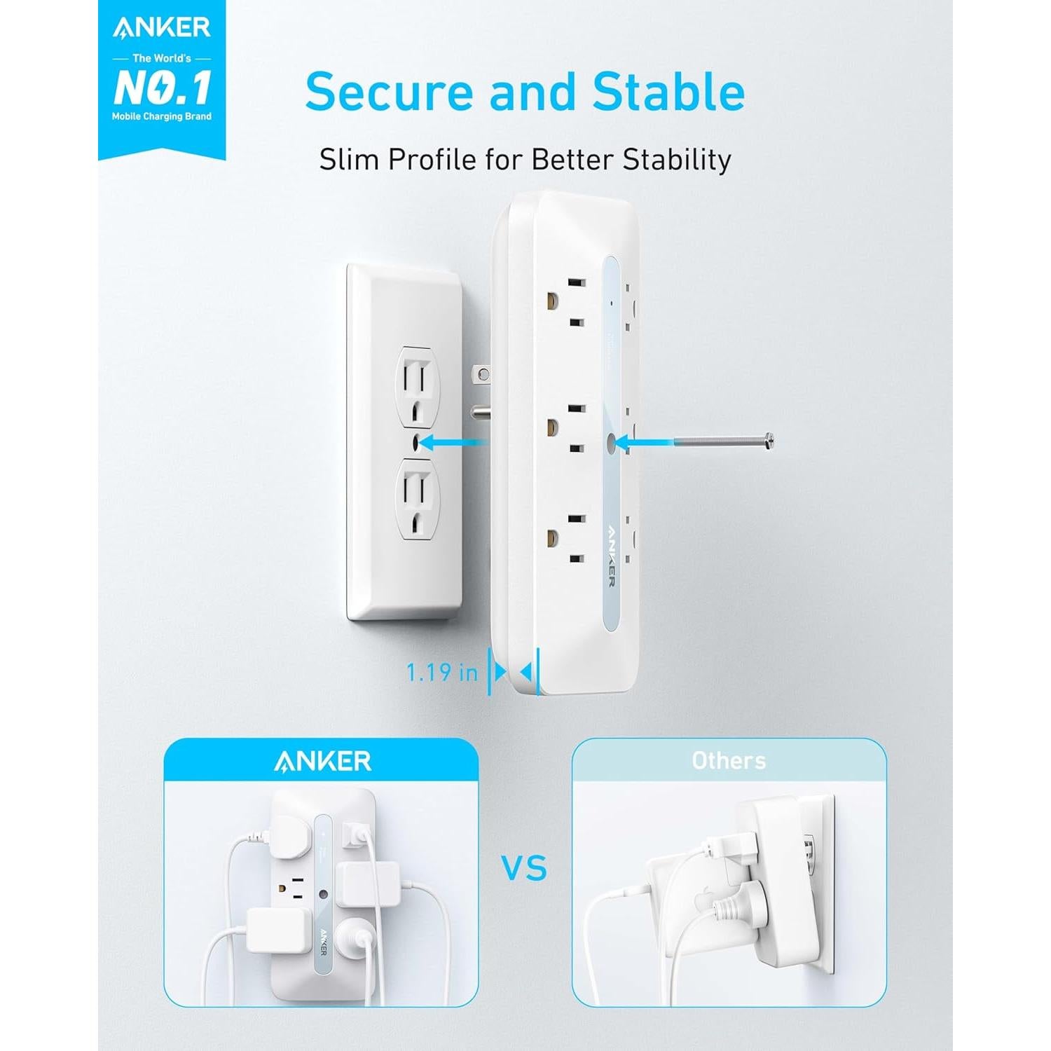 Extensor de Enchufe Anker A9251 10 en 1, Carga Rápida 20W