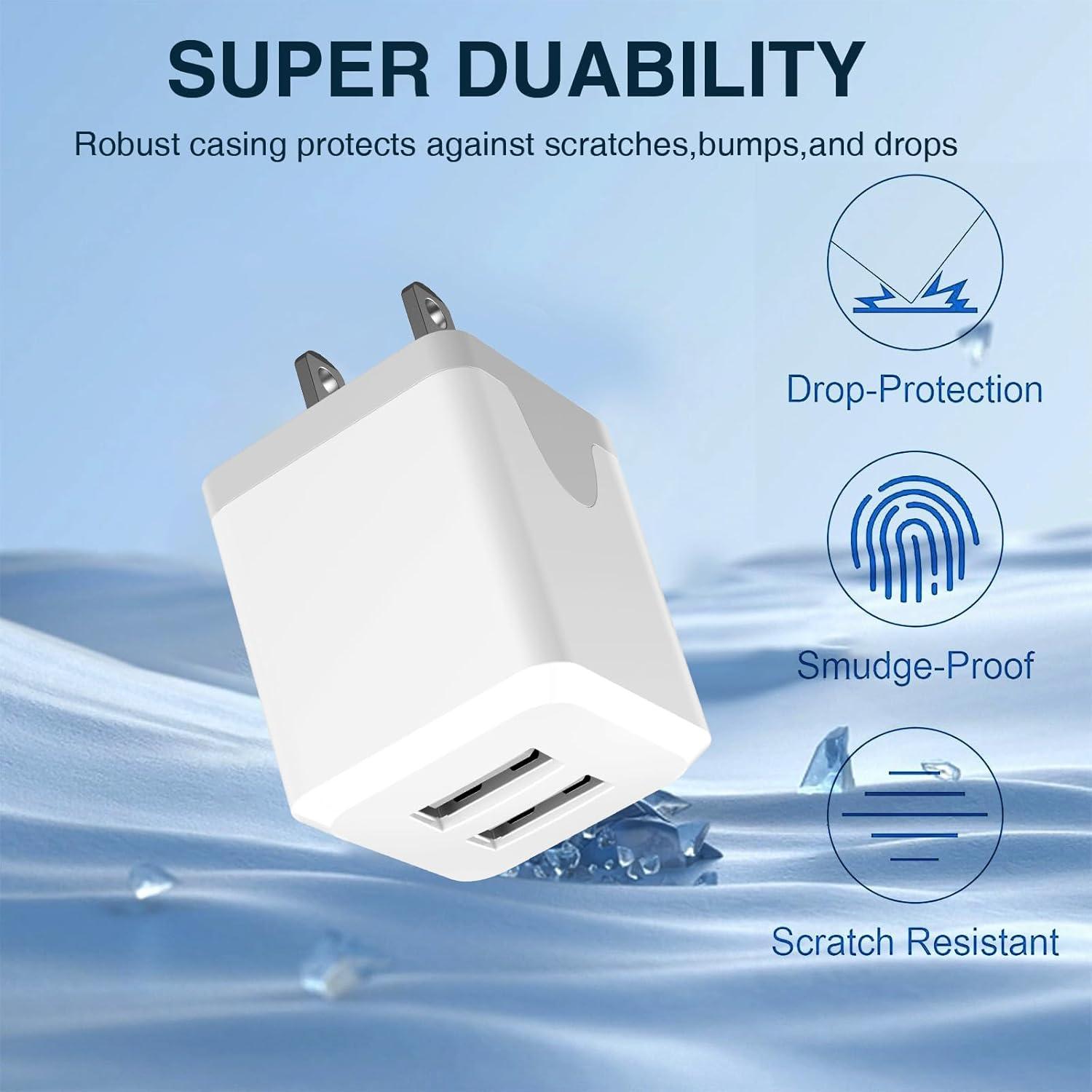 Cargador de Pared USB Doble Puerto 2.4A Blanco OFSPOWER