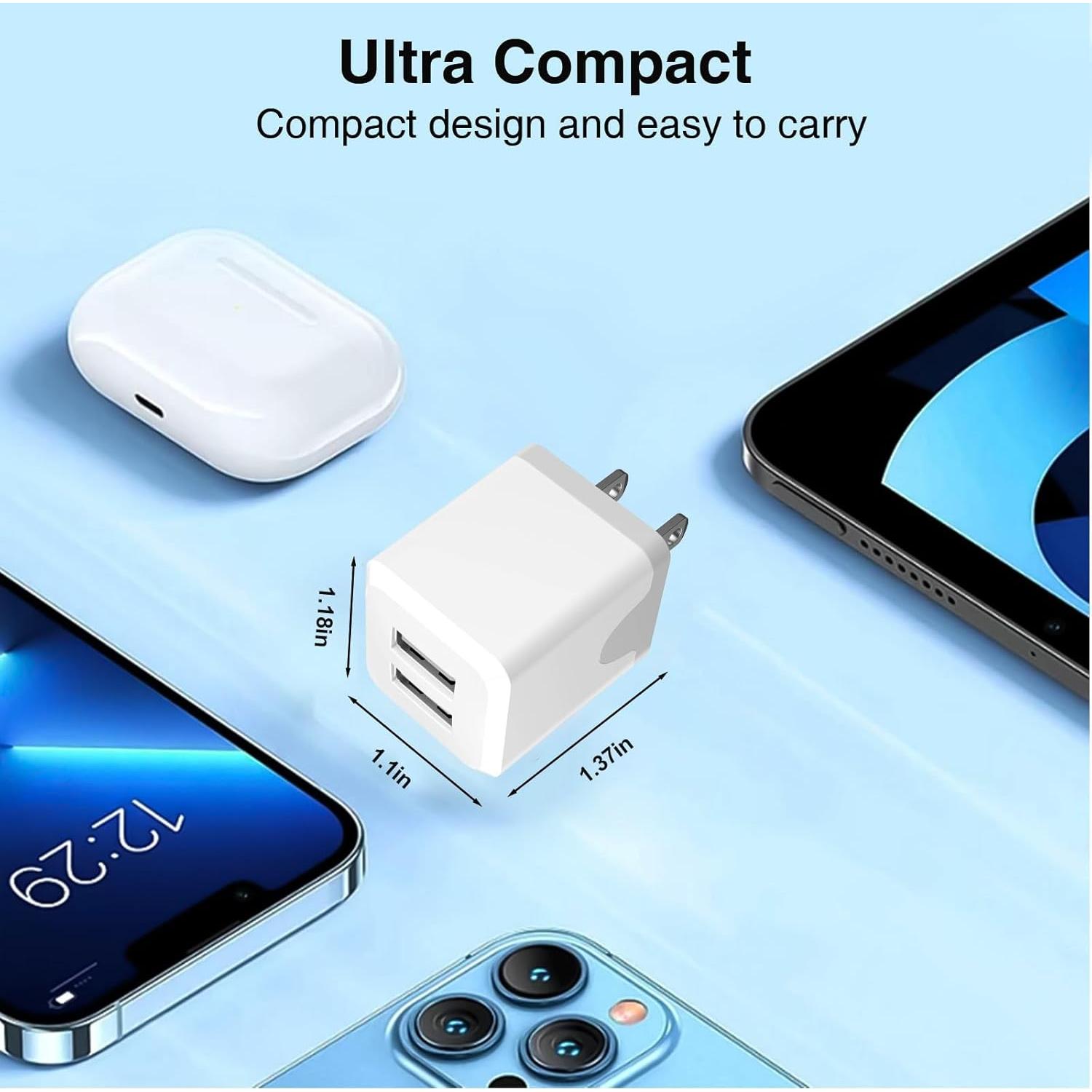 Cargador de Pared USB Doble Puerto 2.4A Blanco OFSPOWER