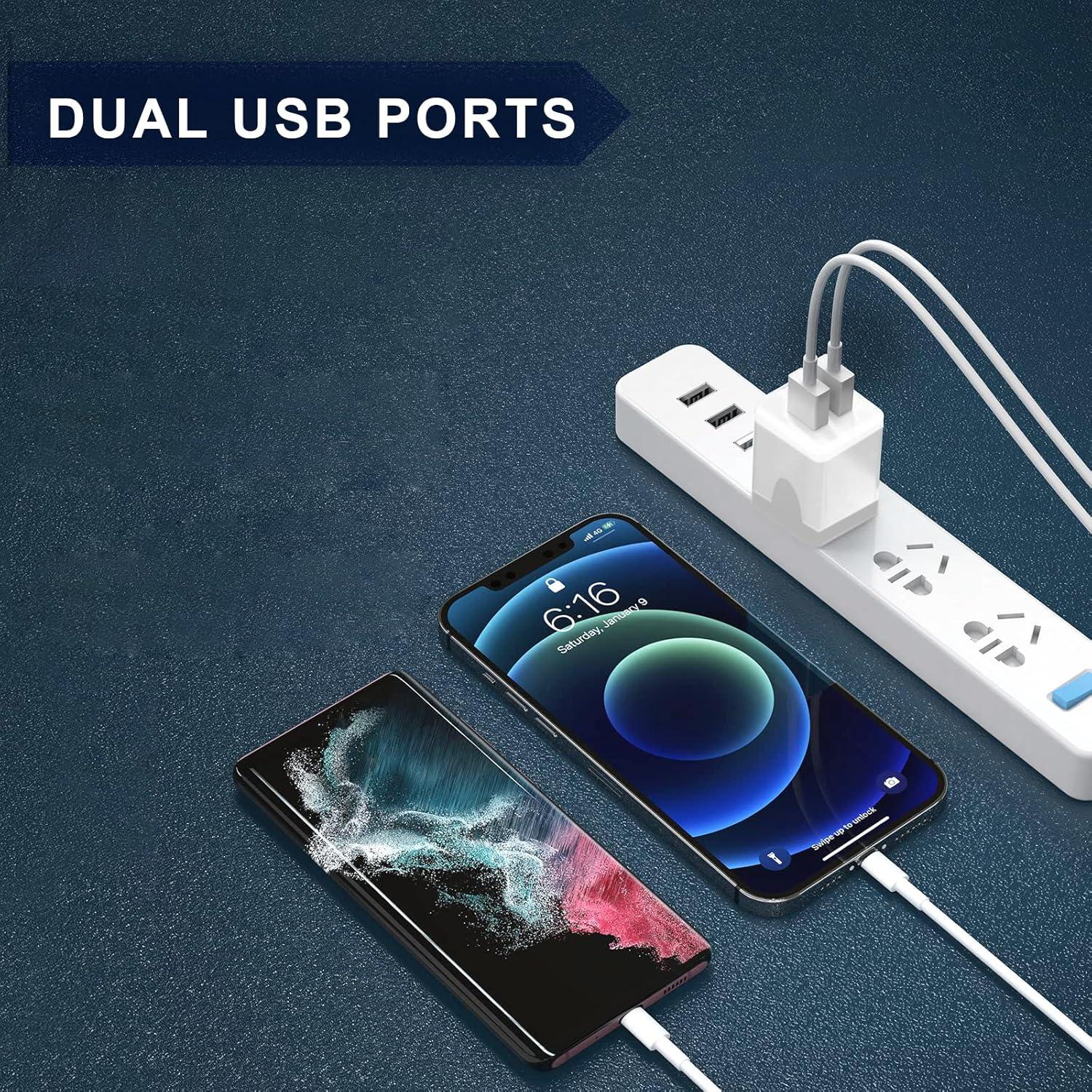 Cargador de Pared USB Doble Puerto 2.4A Blanco OFSPOWER
