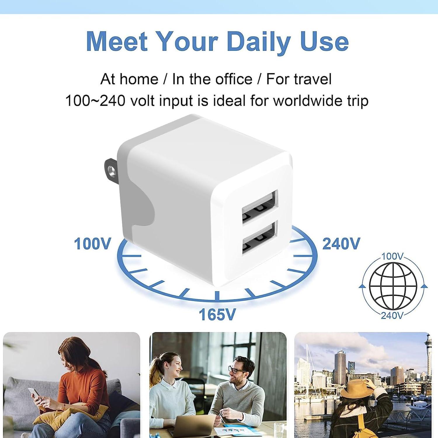 Cargador de Pared USB Doble Puerto 2.4A Blanco OFSPOWER