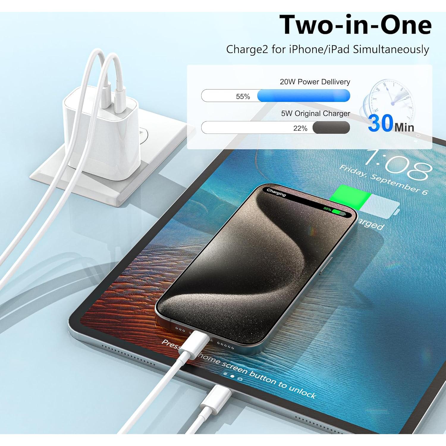 Cargador USB-C Rápido 20W Doble Puerto SMALLElectric - Paquete de 3