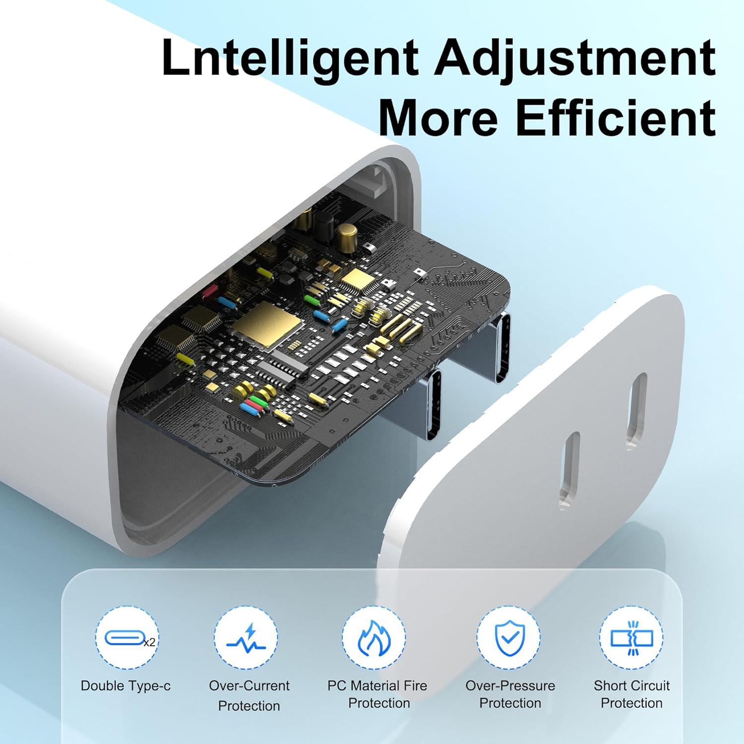 Cargador USB-C Rápido 20W Doble Puerto SMALLElectric - Paquete de 3