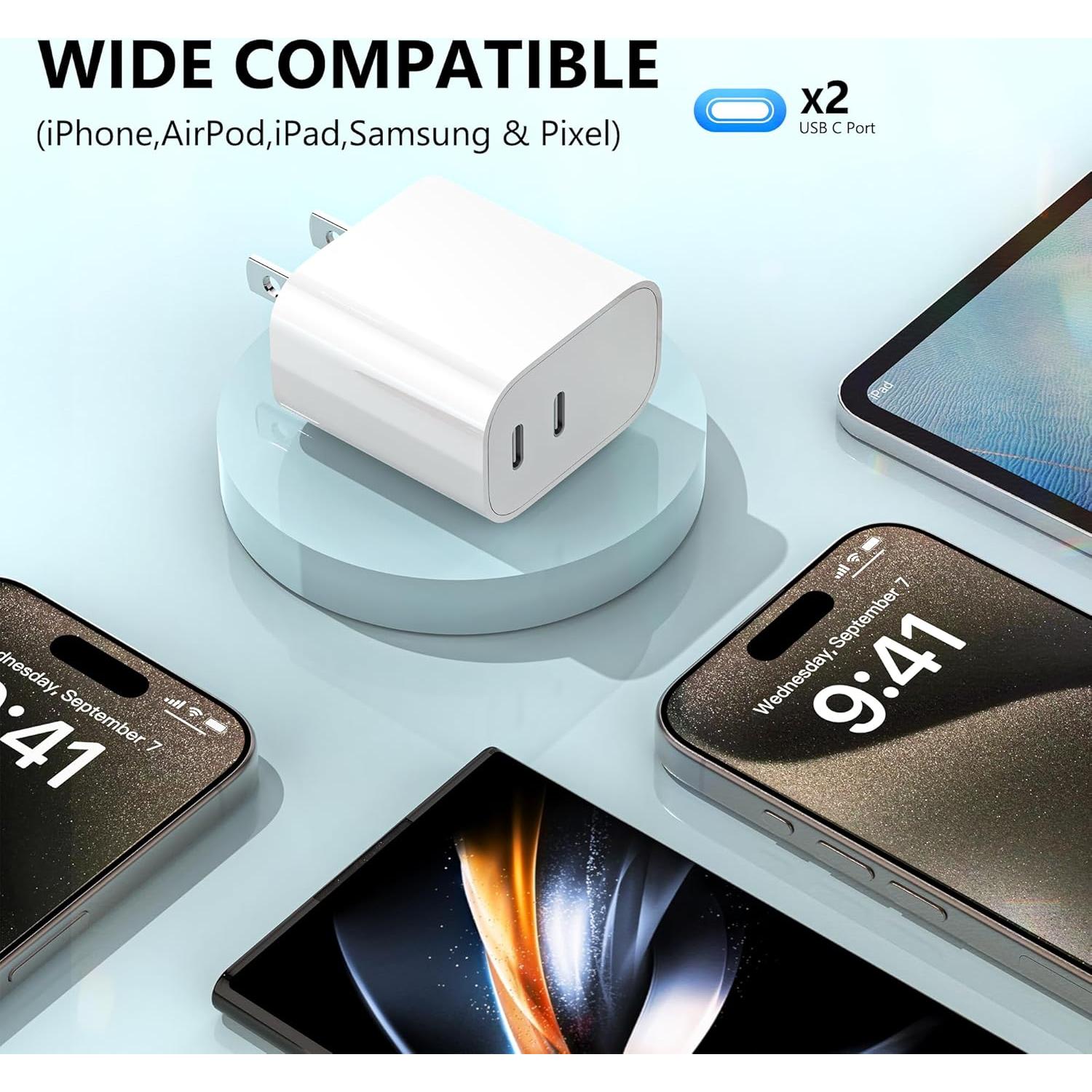 Cargador USB-C Rápido 20W Doble Puerto SMALLElectric - Paquete de 3