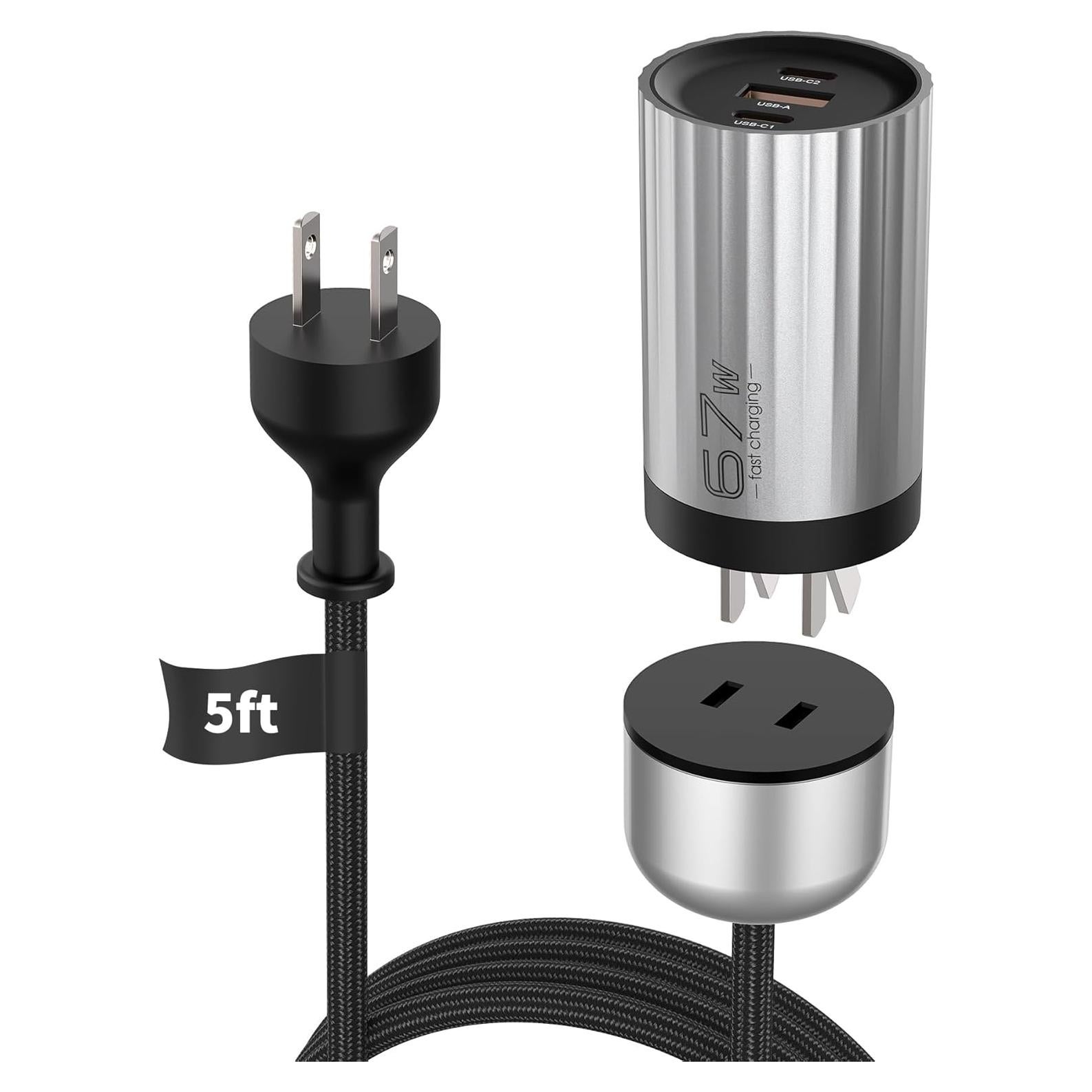Cargador Rápido GaN 67W Mukiya 3 Puertos USB-C y USB-A