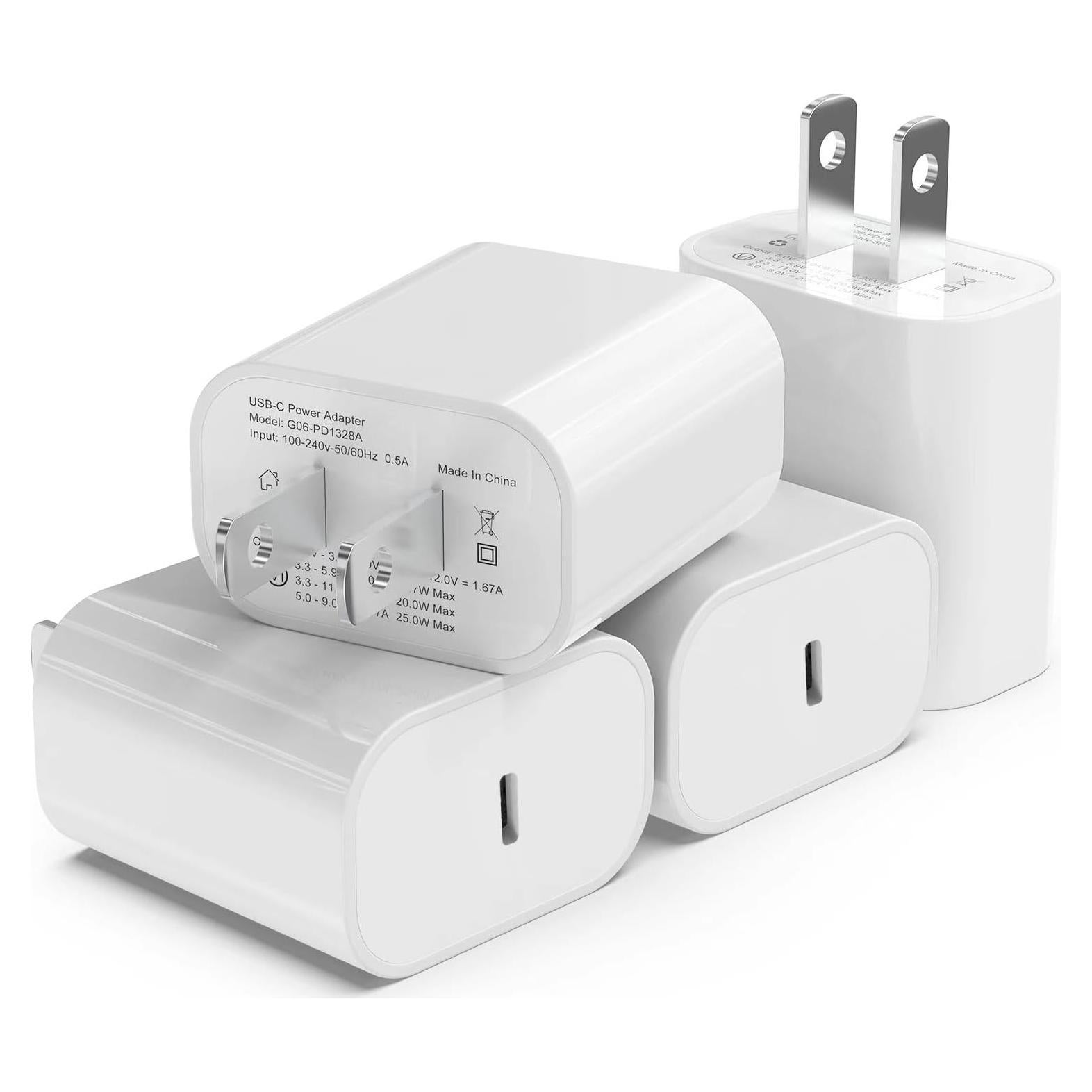 Cargador Rápido USB C iGENJUN 20W 4 Pack Adaptador Blanco