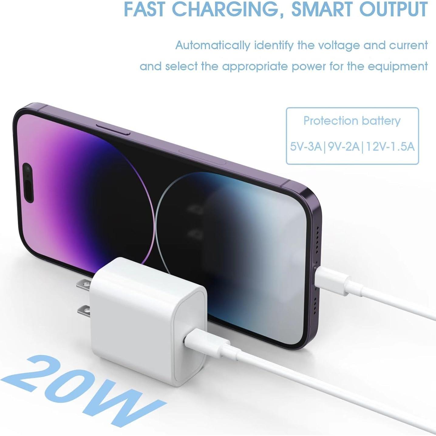 Cargador Rápido USB C iGENJUN 20W 4 Pack Adaptador Blanco