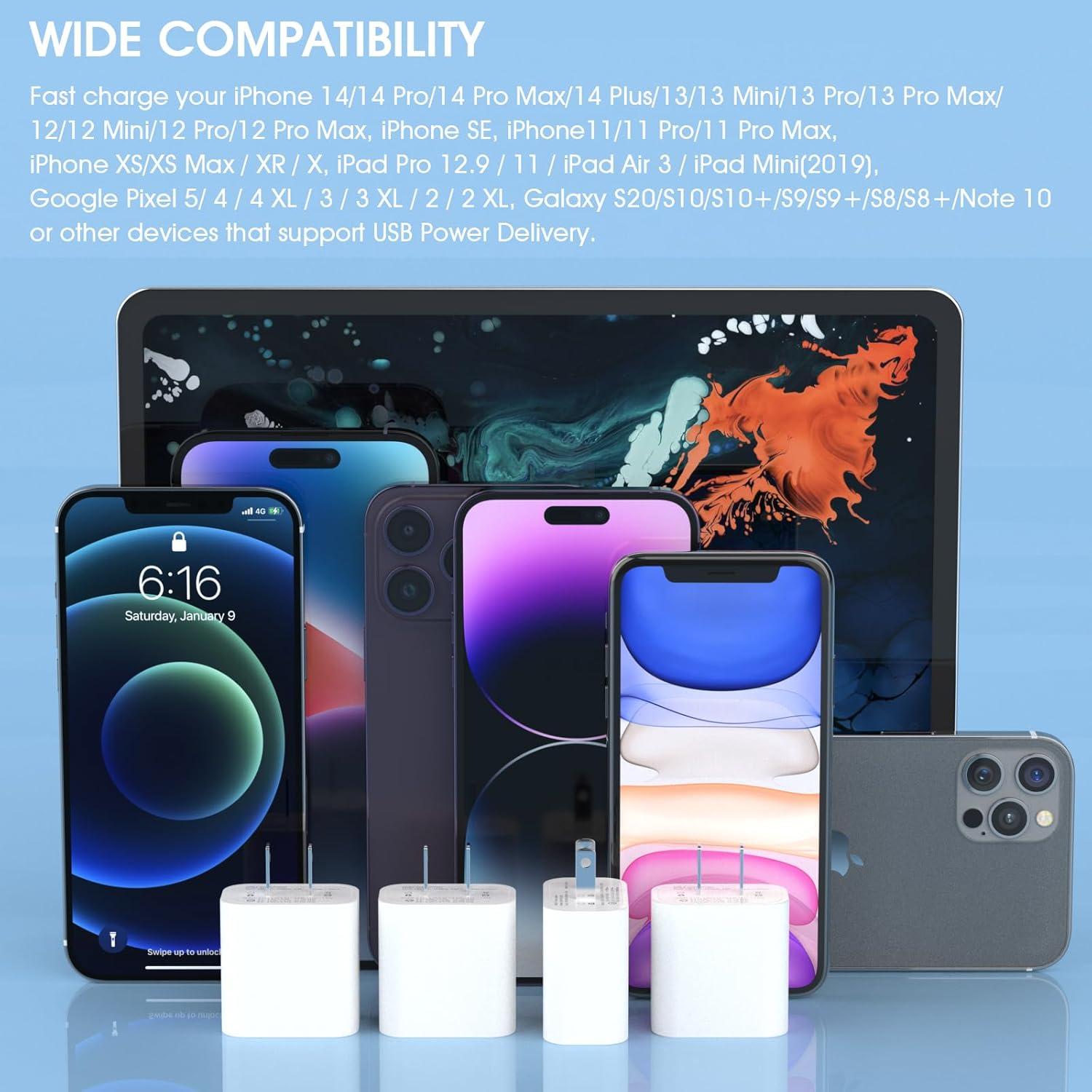 Cargador Rápido USB C iGENJUN 20W 4 Pack Adaptador Blanco