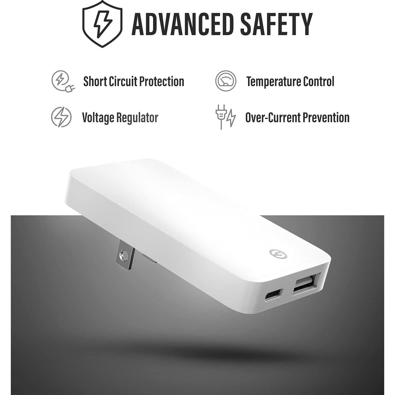 Cargador de Pared Galvanox 20W USB-C y USB-A Carga Rápida