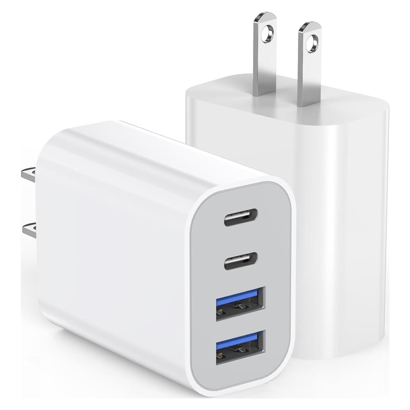 Cargador Rápido USB-C 40W 4 Puertos - Paquete de 2 - iPhone