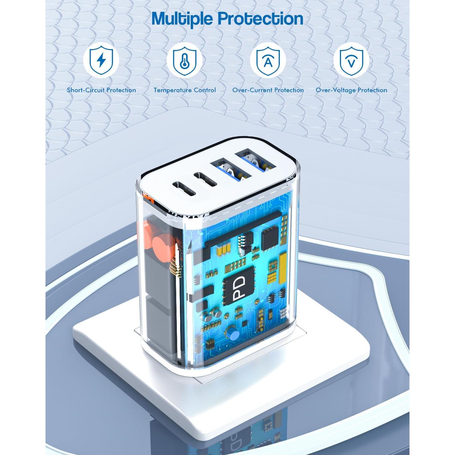 Cargador Rápido USB-C 40W 4 Puertos - Paquete de 2 - iPhone