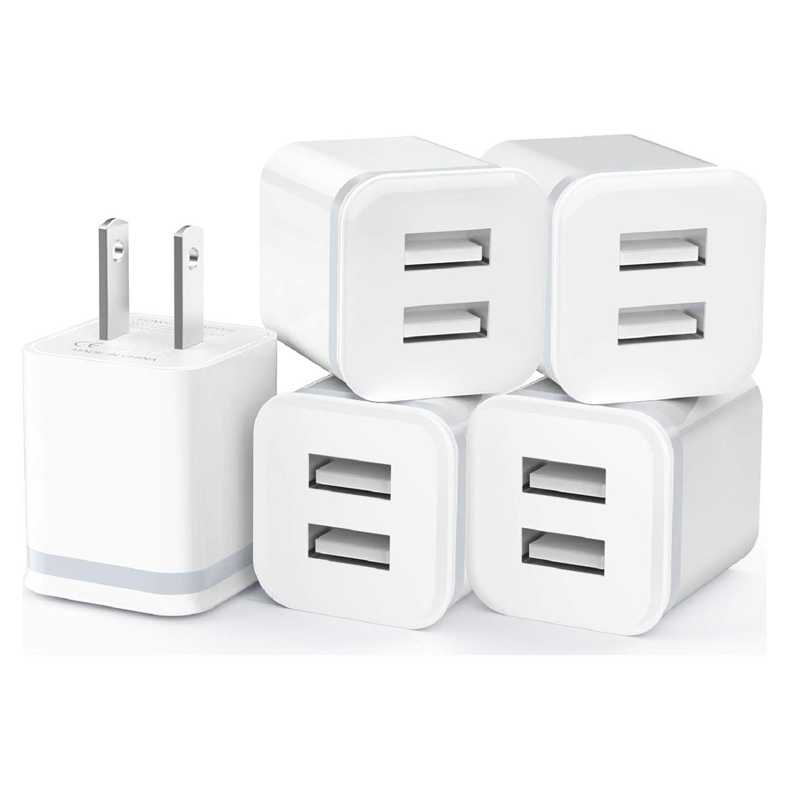 Cargador de Pared USB Doble Puerto 2.1A 5-Pack XT5549