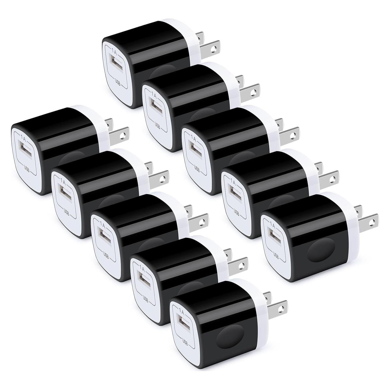 Cargador de Pared USB HOOTEK 10 Pack 5V 1A Negro