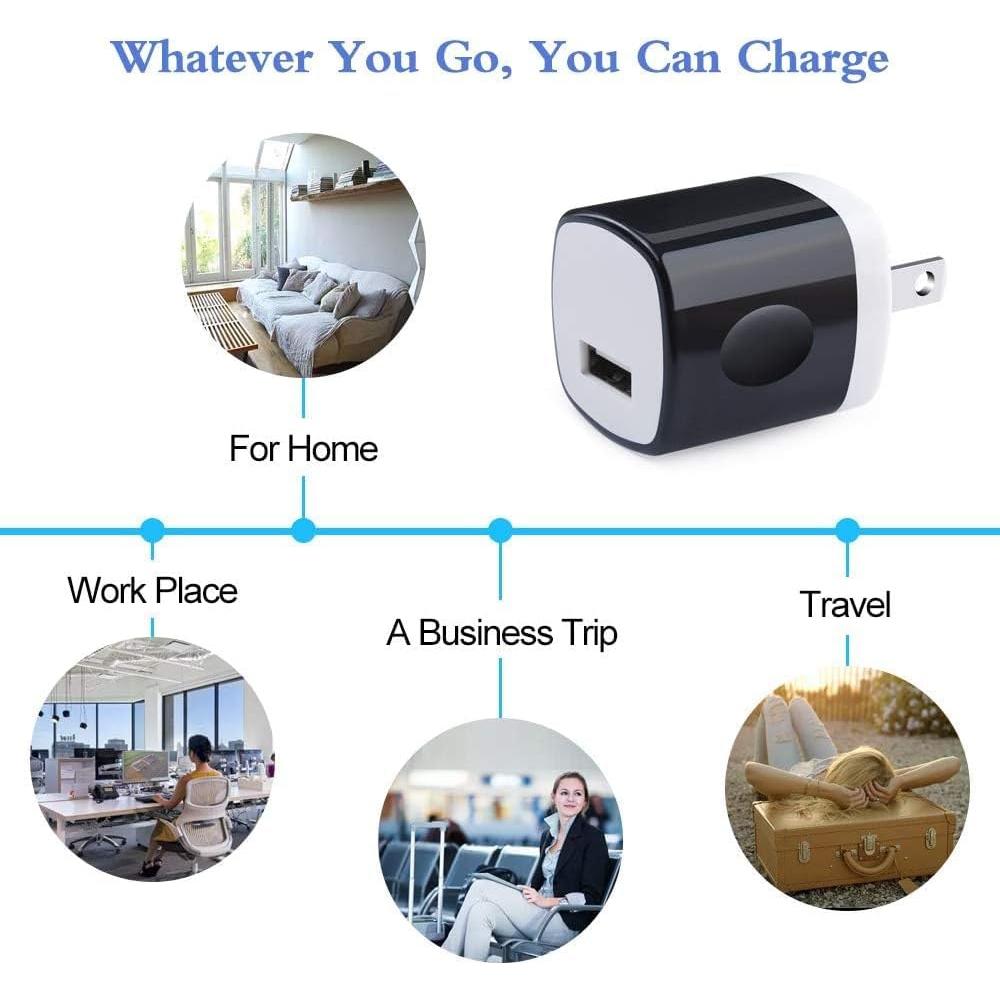 Cargador de Pared USB HOOTEK 10 Pack 5V 1A Negro