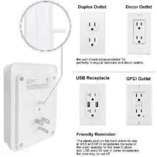 Protector de Sobretensión POWRUI con 6 Salidas y 2 USB