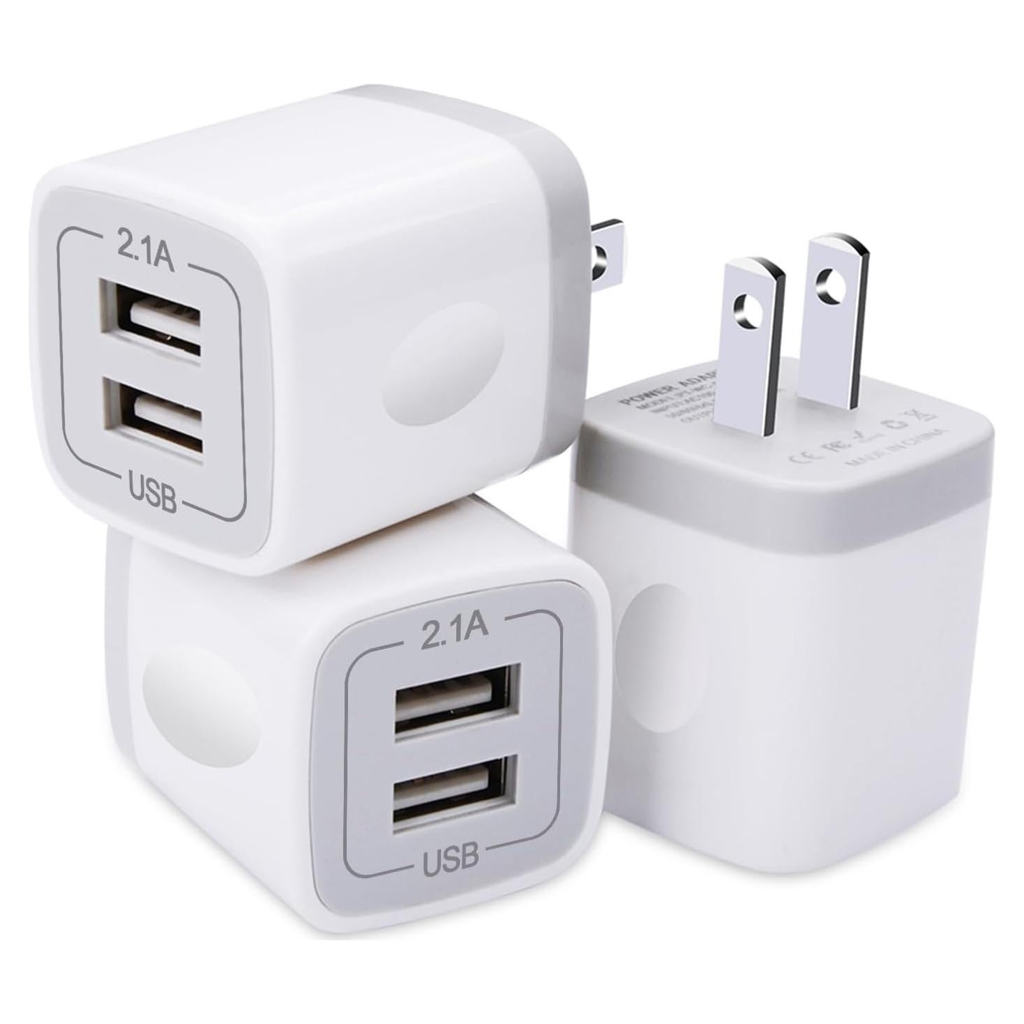 Cargador de Pared USB Doble Puerto GiGreen 5V 2.1A Paquete de 3