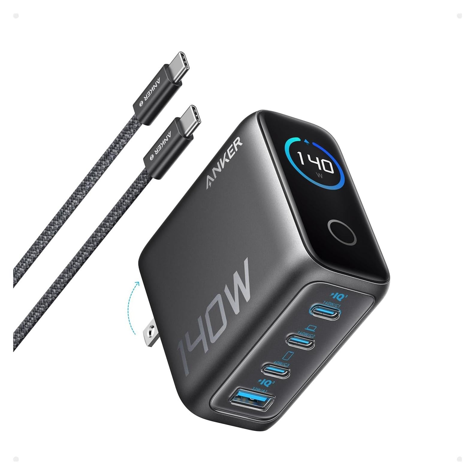 Cargador Anker USB-C 140W GaN 4 Puertos Carga Rápida