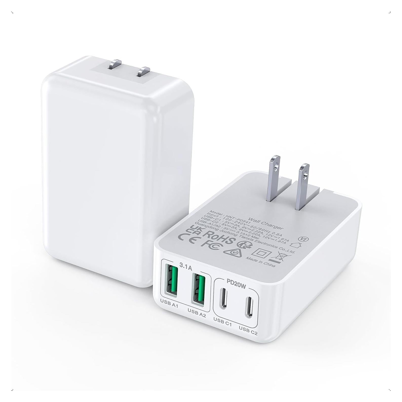 Cargador de pared USB C Qwinjwin 40W 4 puertos rápido