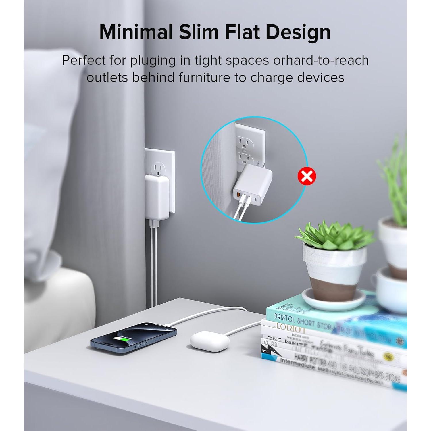 Cargador de pared USB C Qwinjwin 40W 4 puertos rápido