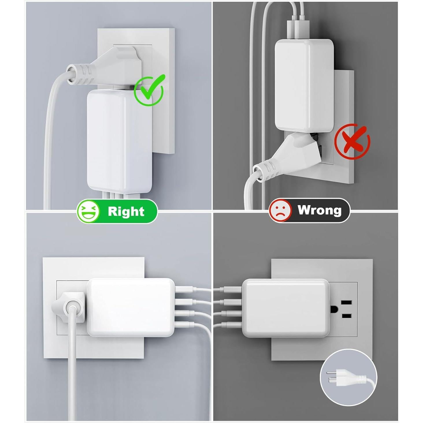 Cargador de pared USB C Qwinjwin 40W 4 puertos rápido