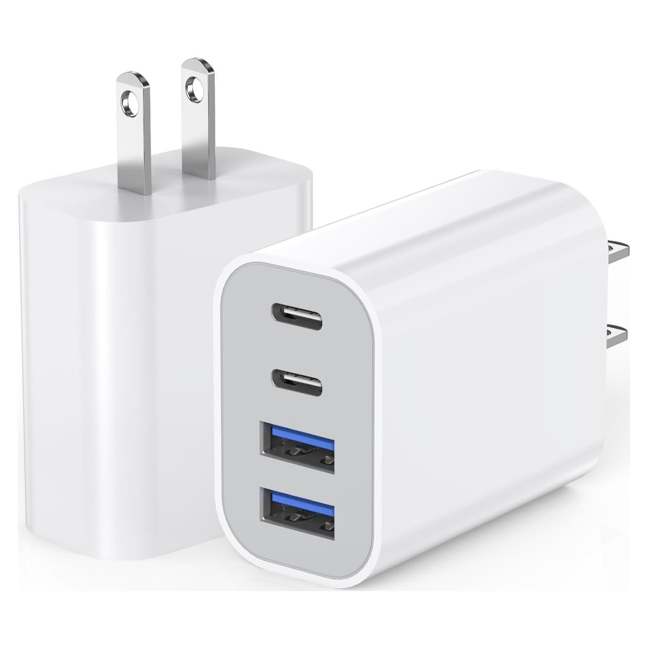 Cargador Rápido USB-C 40W 4 Puertos Doble para iPhone