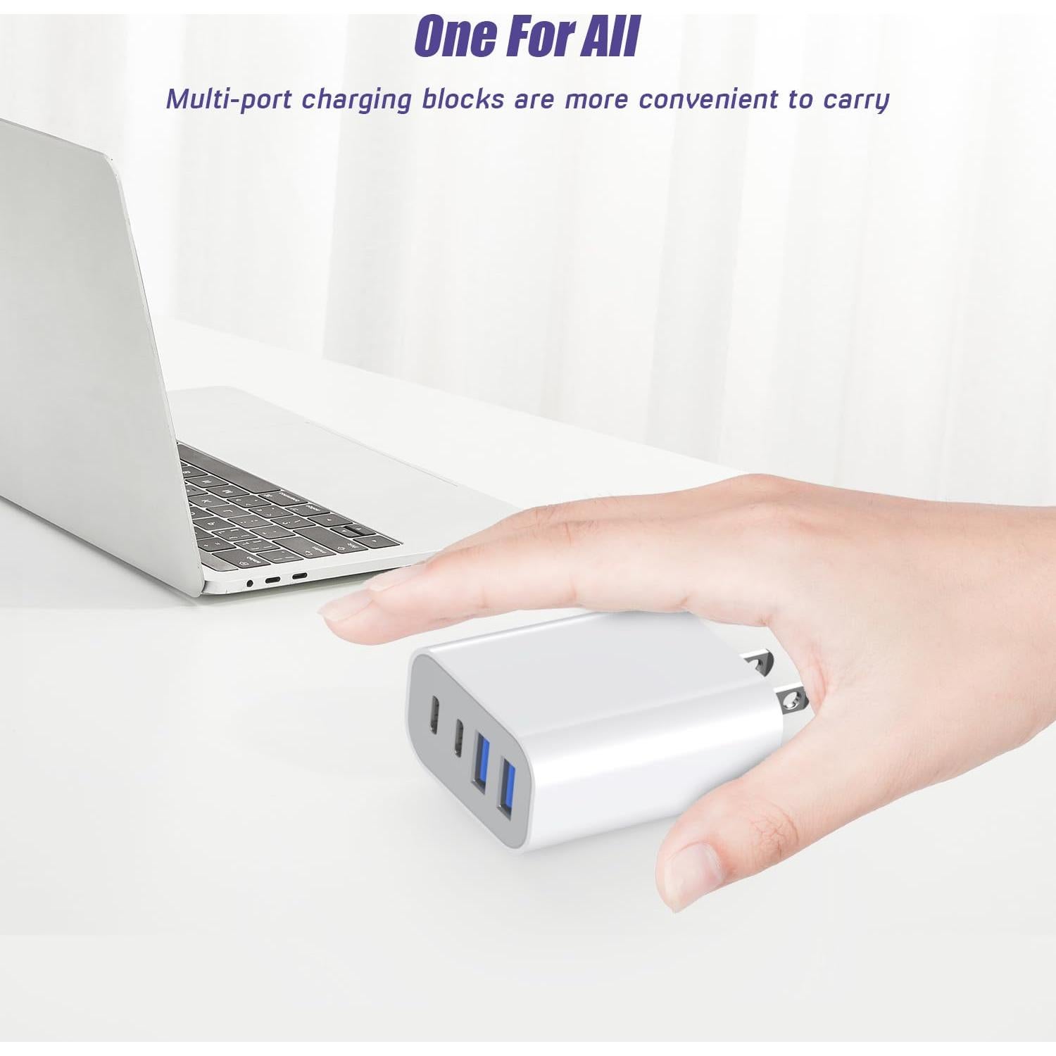 Cargador Rápido USB-C 40W 4 Puertos Doble para iPhone