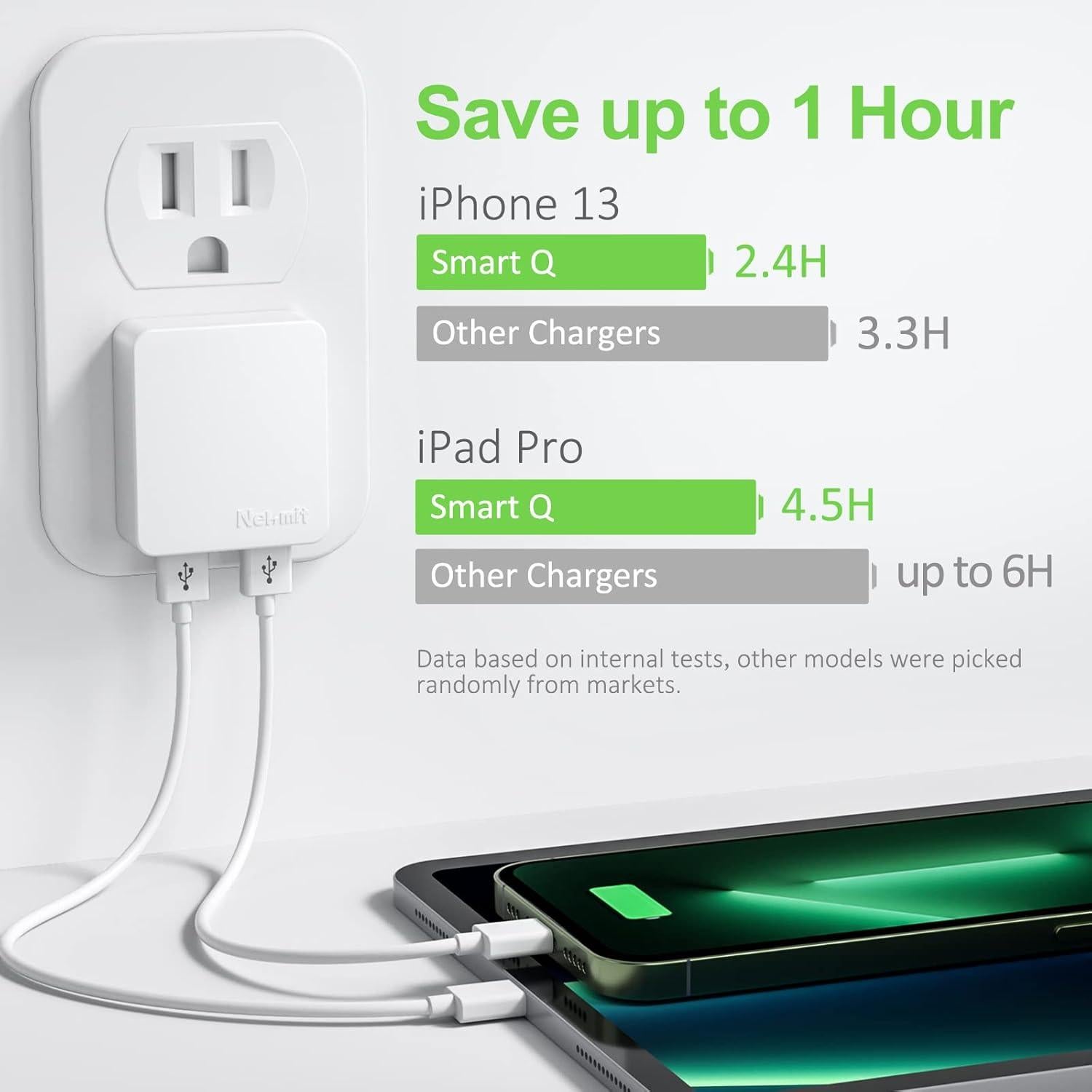 Cargador de pared USB doble puerto Nekmit 12W Blanco