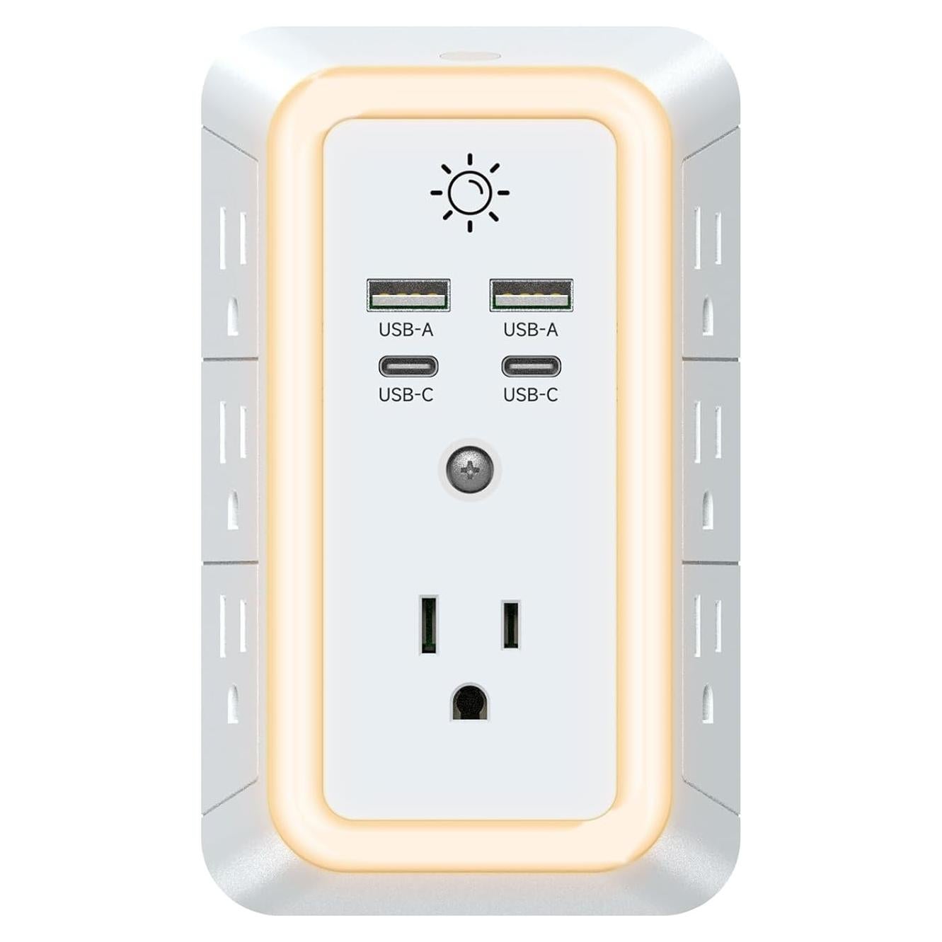 Multi Enchufe ZHANRUIK 7 Salidas con 4 Puertos USB y Luz Nocturna