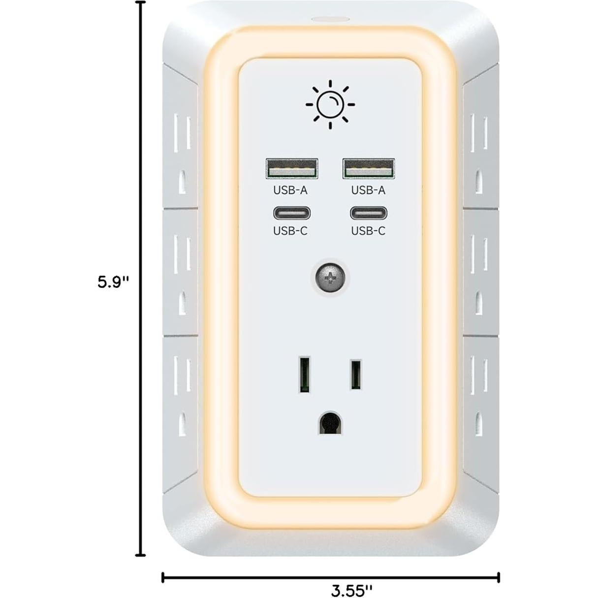 Multi Enchufe ZHANRUIK 7 Salidas con 4 Puertos USB y Luz Nocturna