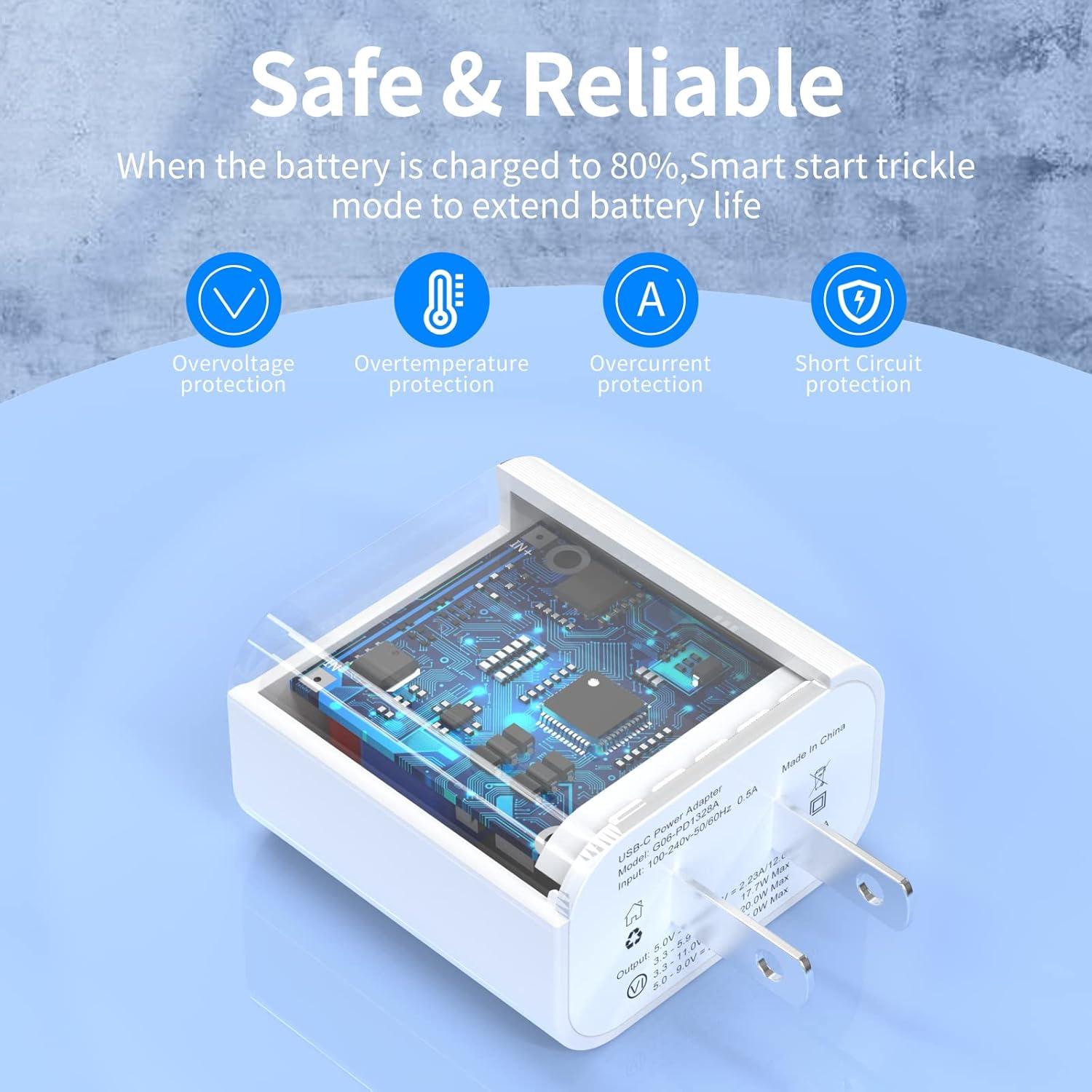 Cargador Rápido 20W TNDAJI USB-C con Cable 6FT para iPhone