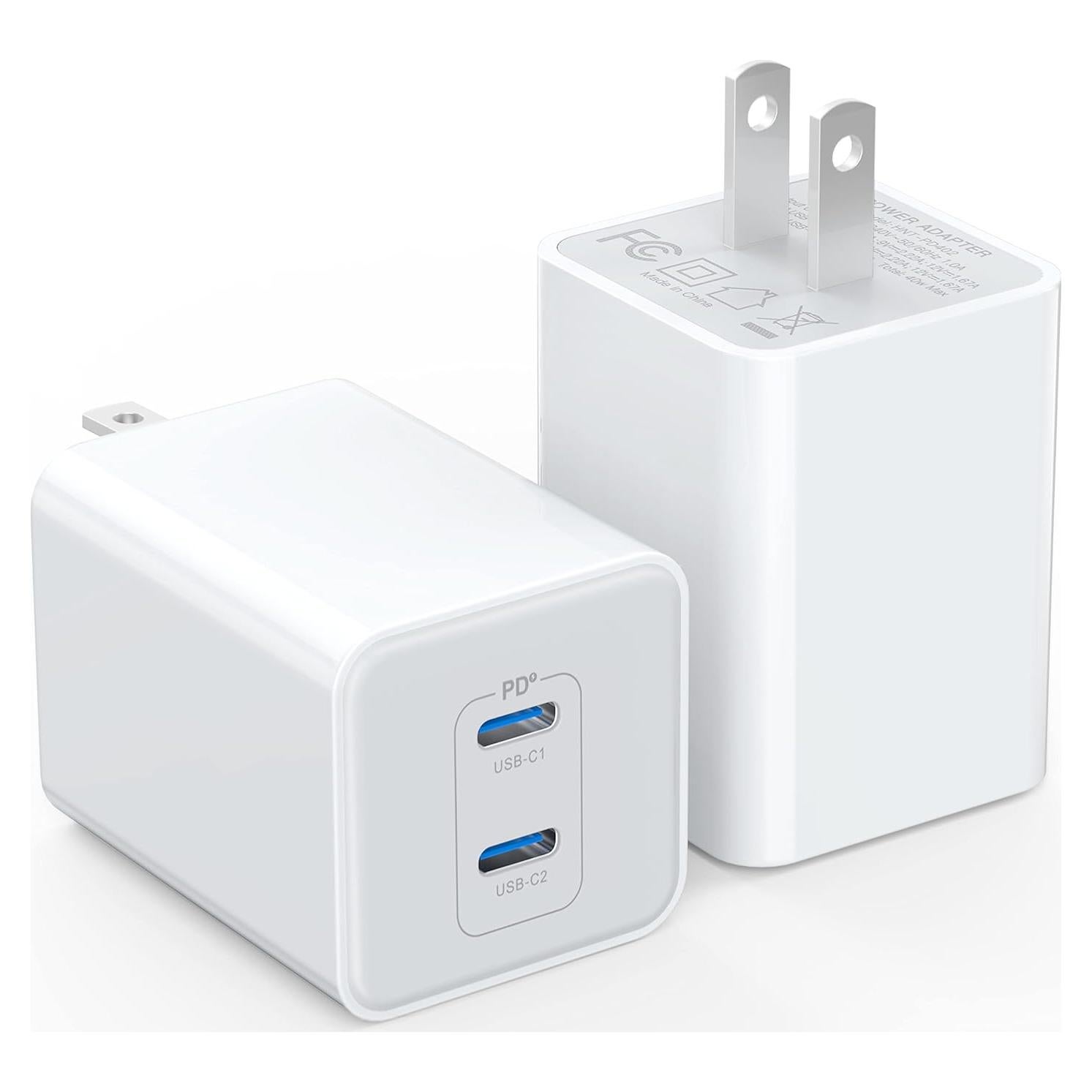 Cargador USB C 40W Doble Puerto LCGENS - Paquete de 2
