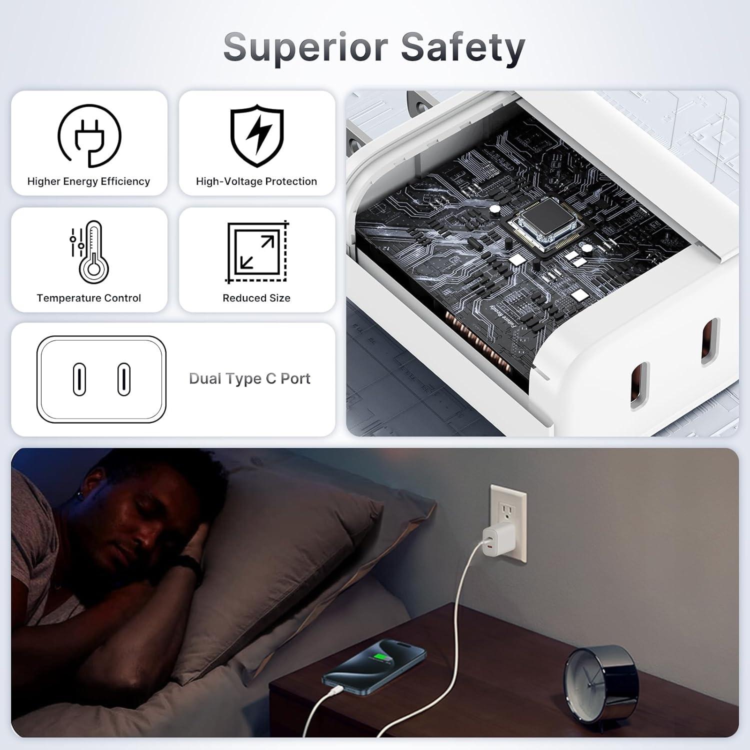 Cargador de pared USB-C 40W Doble Puerto Shenzhen Dipinle