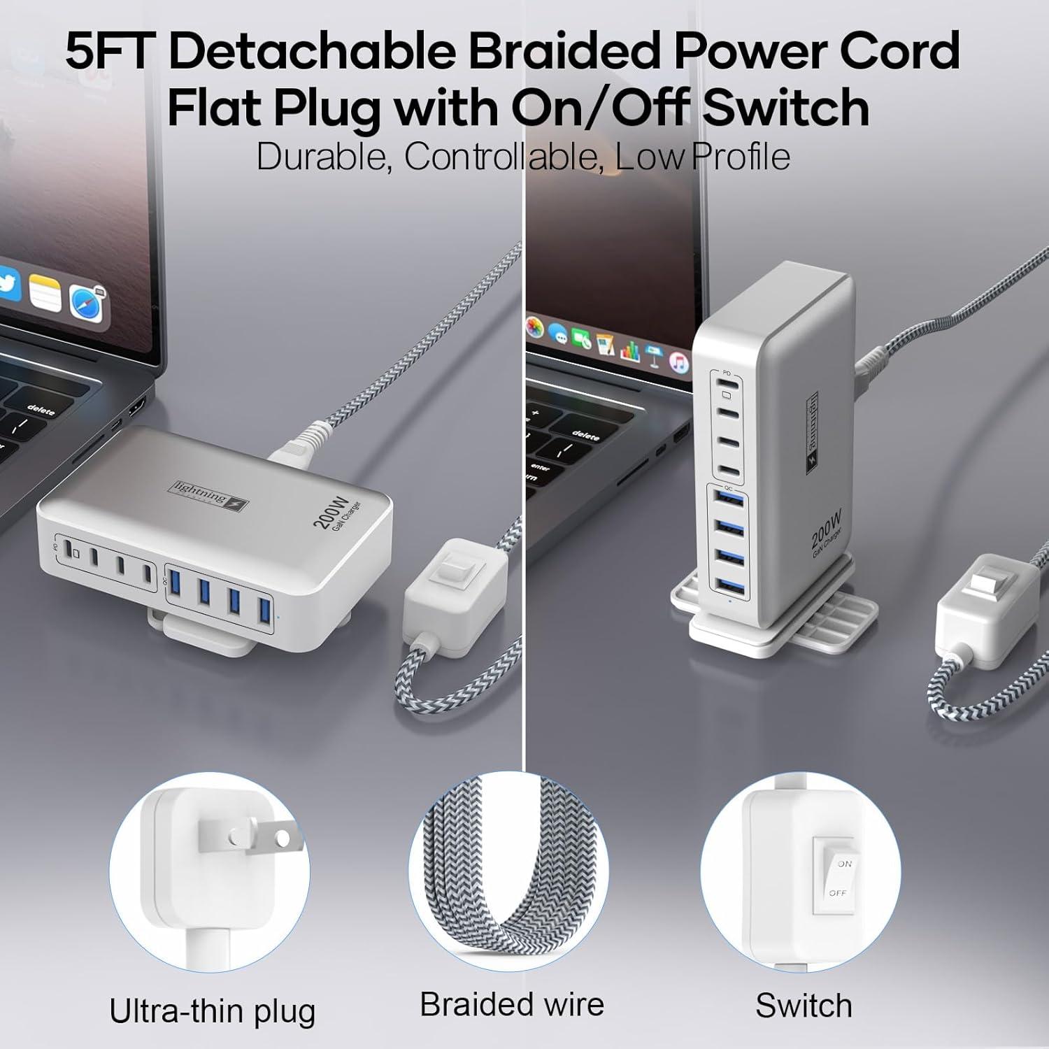 Estación de Carga 200W 8 Puertos USB C y A - Dongguan