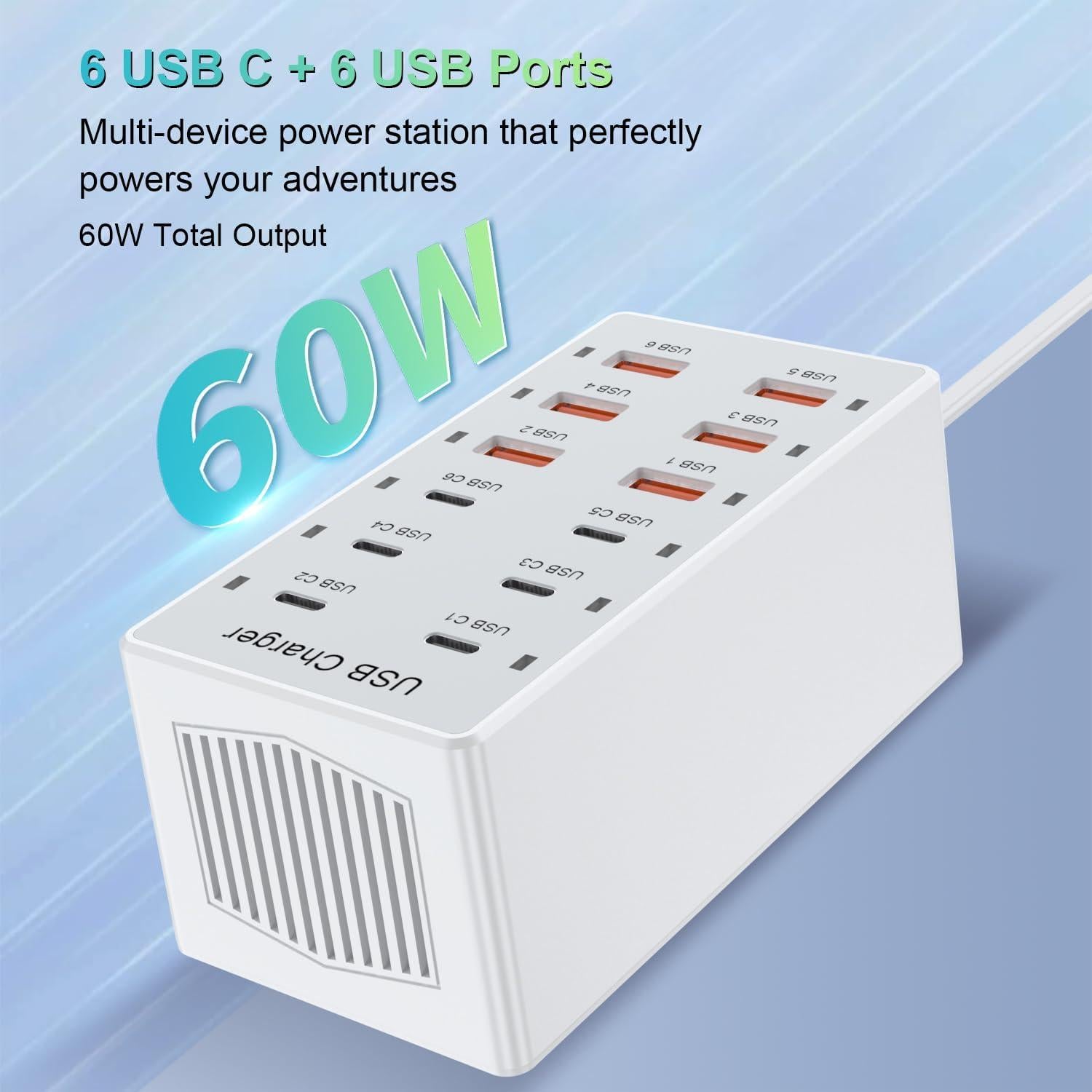 Estación de Carga USB 12 Puertos MANJINGHUADIANZI 60W