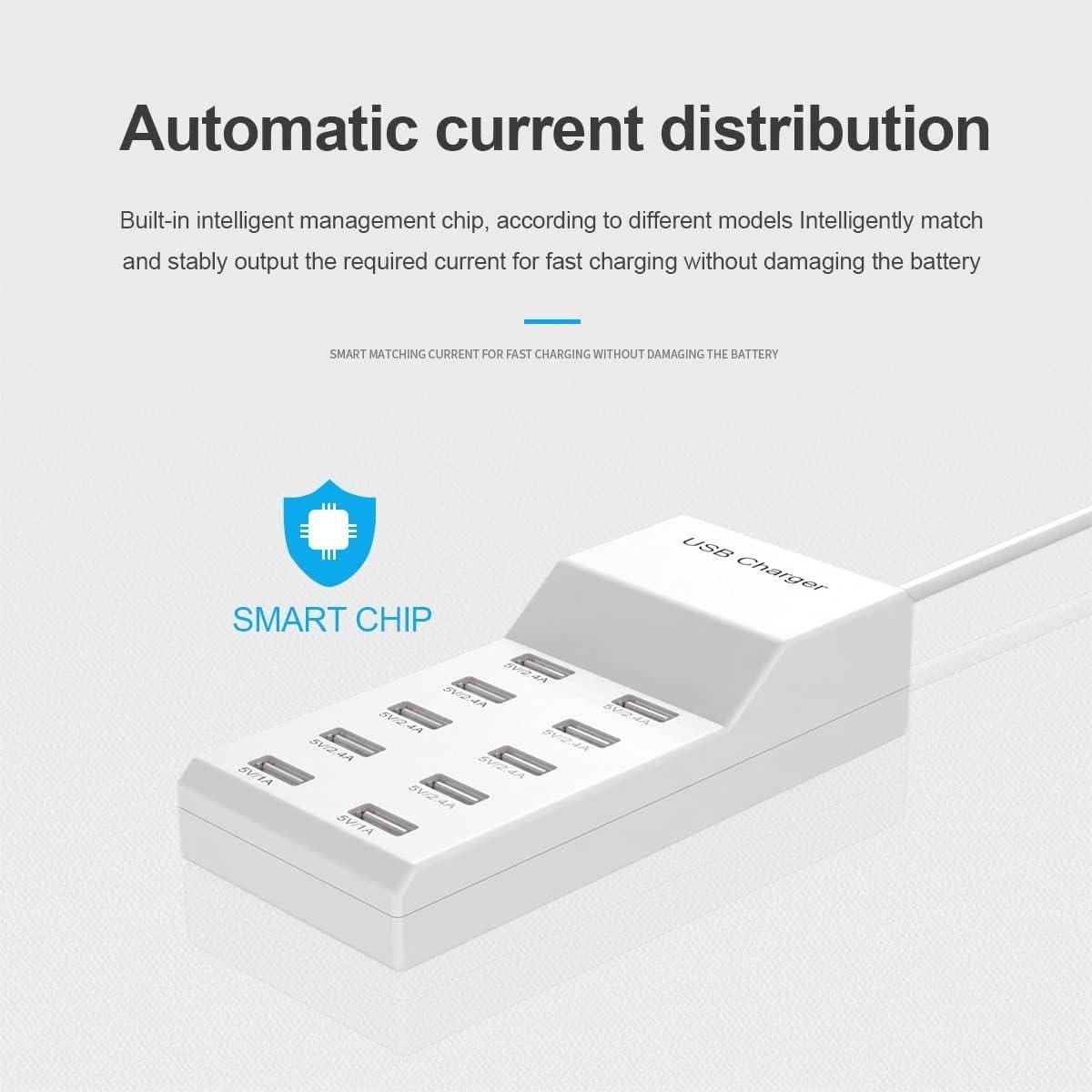 Cargador de Pared USB 10 Puertos 50W Blanco - Shenzhen Jinziyi