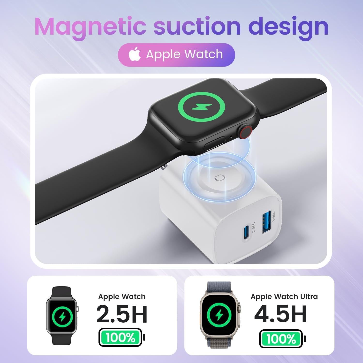 Cargador 3 en 1 para Apple Watch y iPhone 20W Blanco