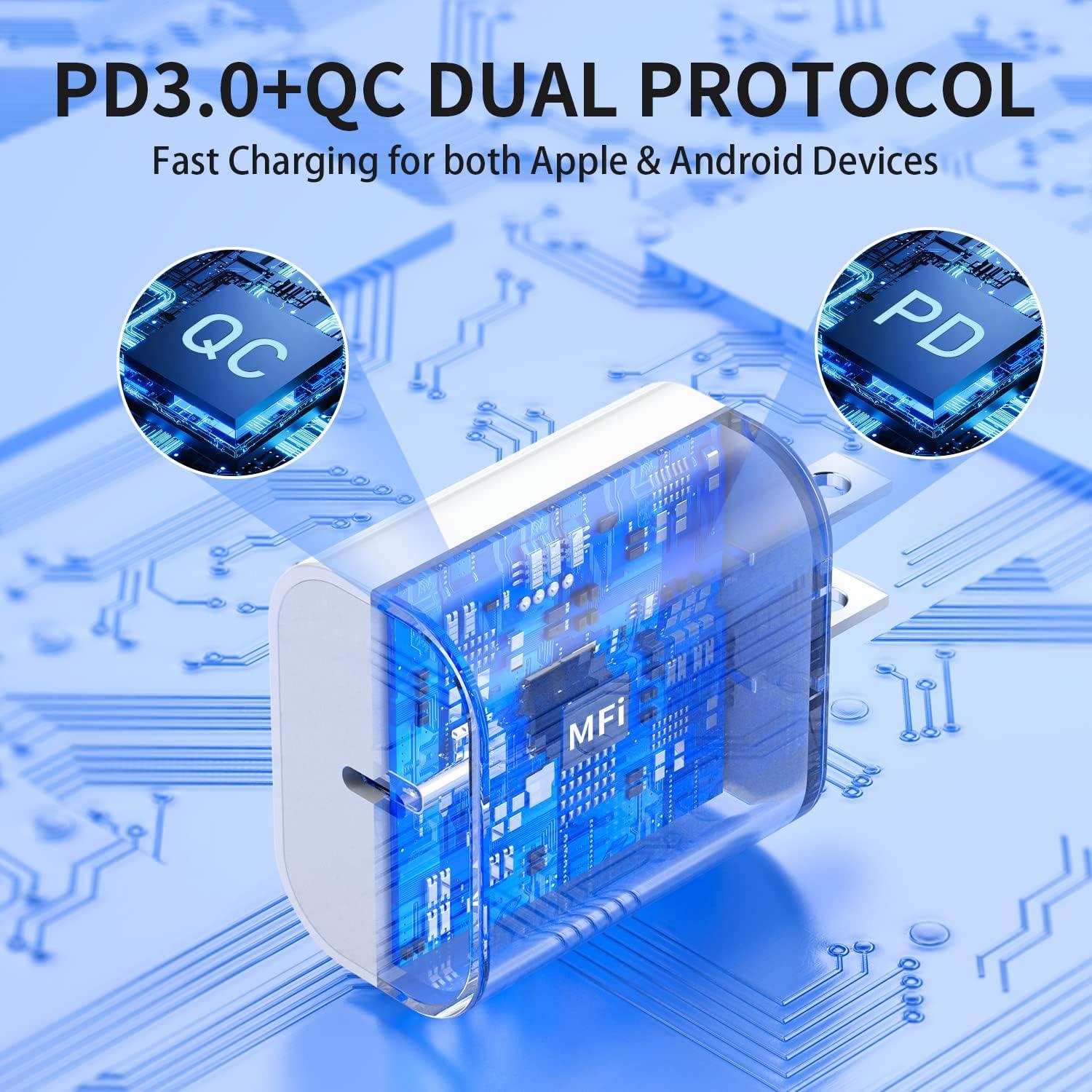 Cargador Rápido 25W CQDKWG con Cable USB-C a Lightning 6FT